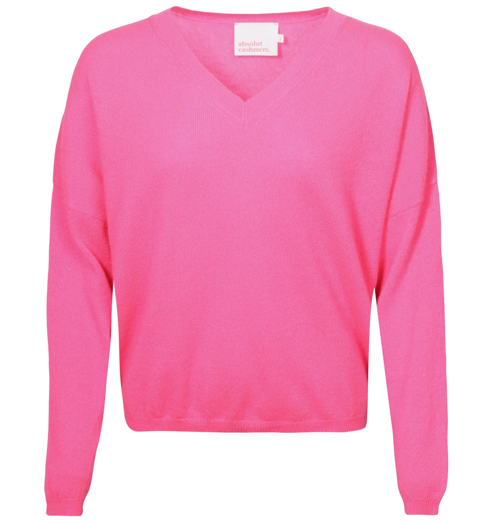 ABSOLUT CASHMERE V-Neck Sweater Alicia in Fluo Pink
