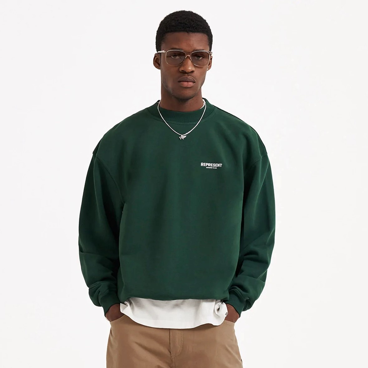 Represent Owners Club Sweater in Racing Green XS