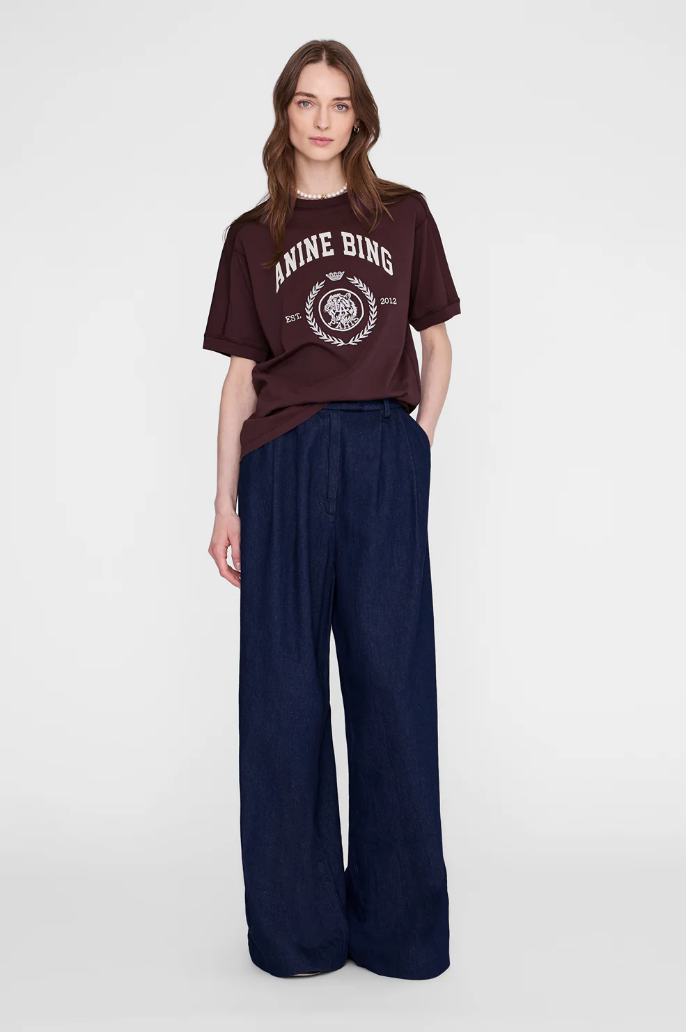 ANINE BING Jaylin Tee Collegiate in Bordeaux
