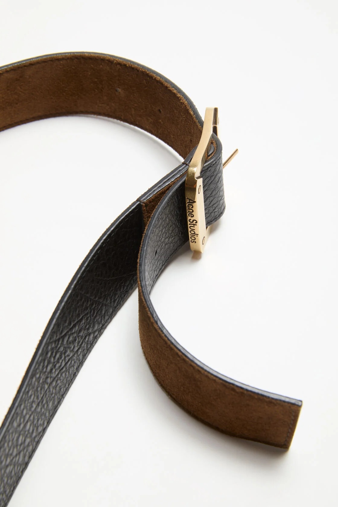 ACNE STUDIOS Reversible Leather Belt in Cognac/Black