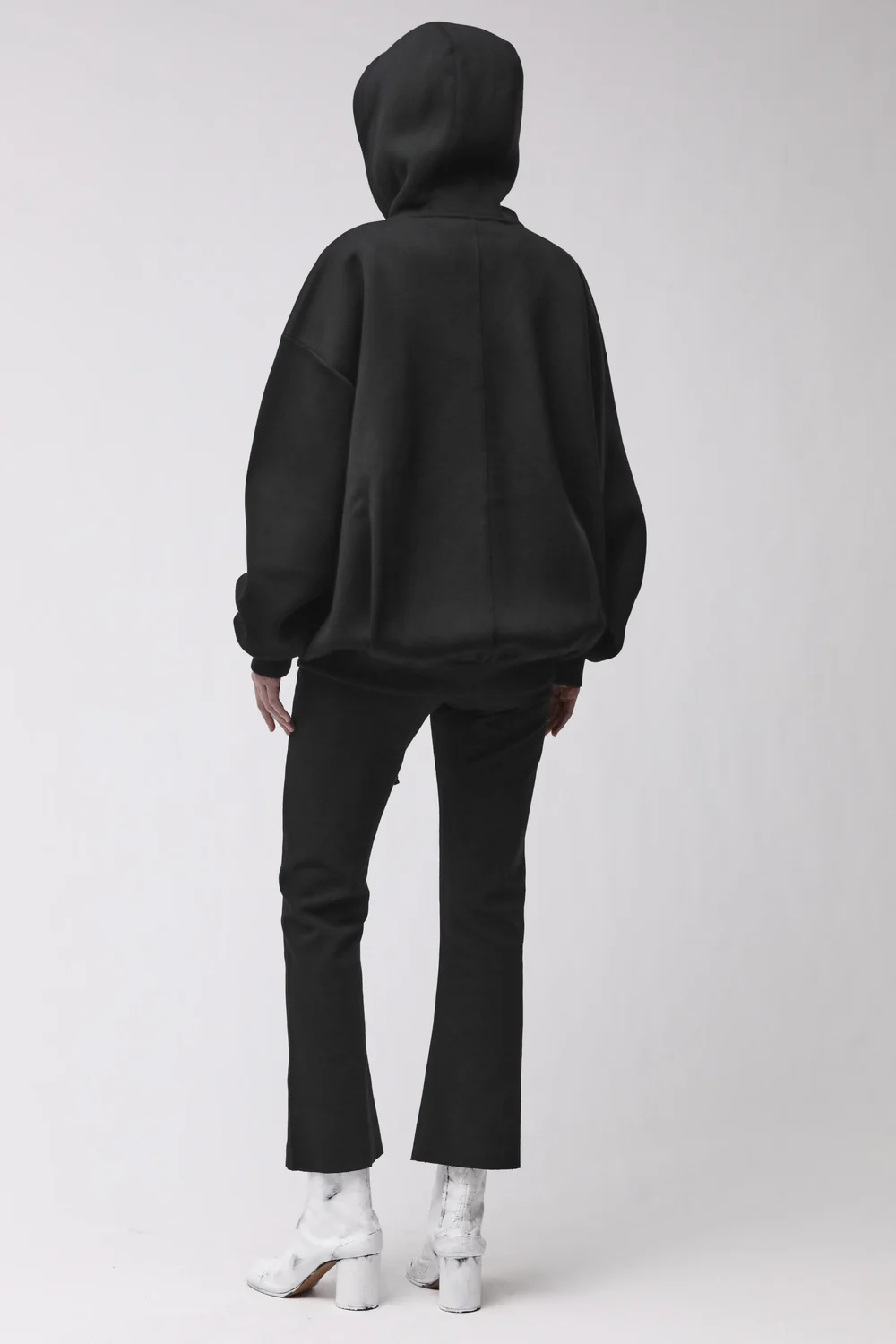 THOM KROM Neoprene Oversize Zip Hoodie in Black