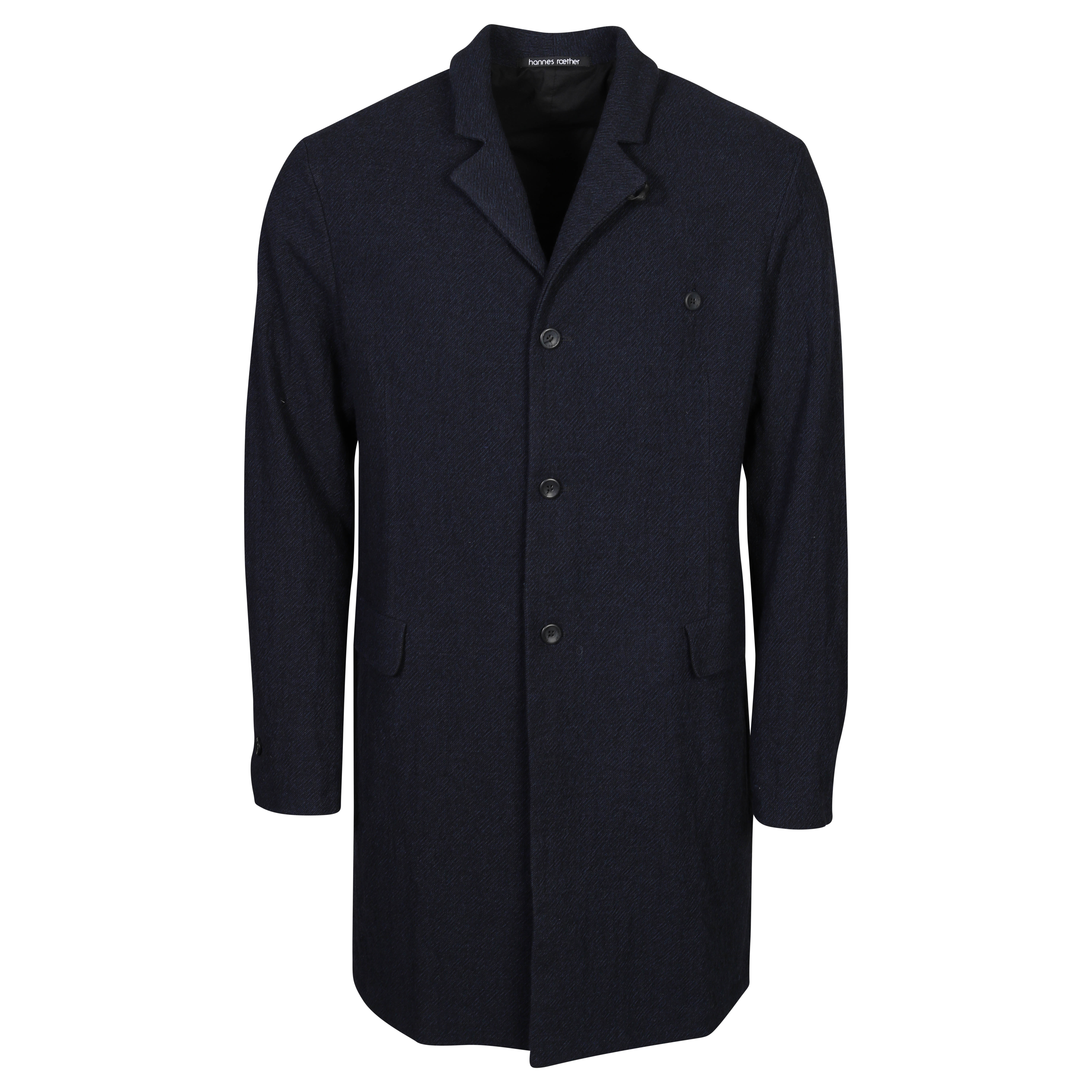 Hannes Roether Coat in Black/Navy Melange