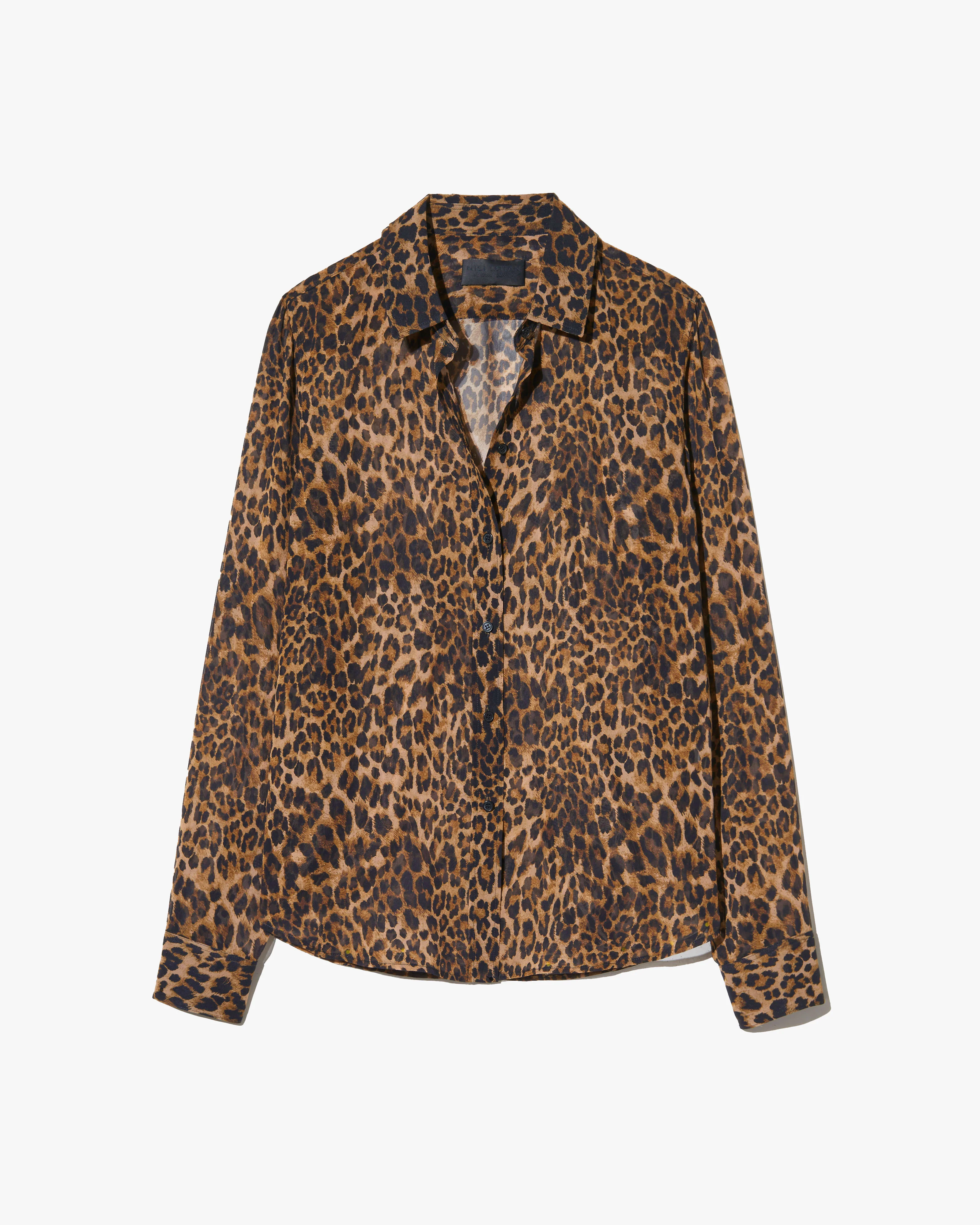 NILI LOTAN Slim Silk Shirt in Leo