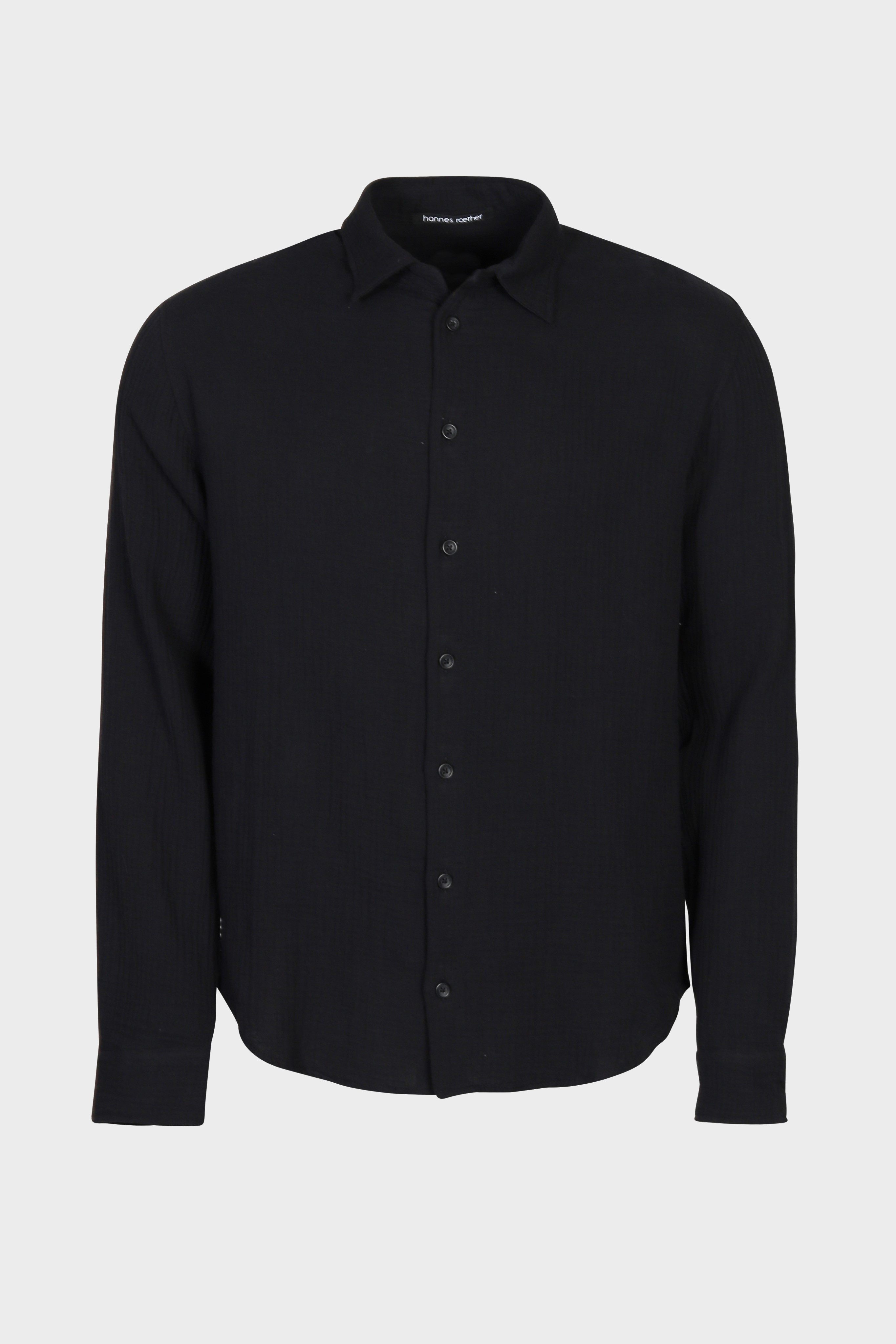 HANNES ROETHER Mousseline Shirt in Black XL