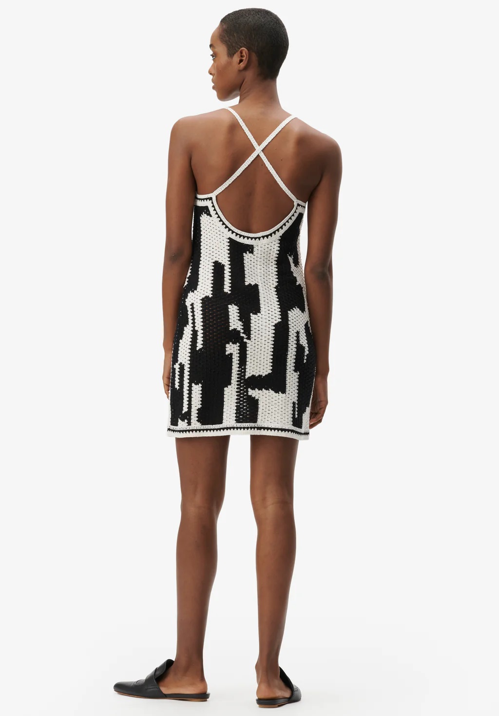 LALA BERLIN Dress in Black/White Crochet L