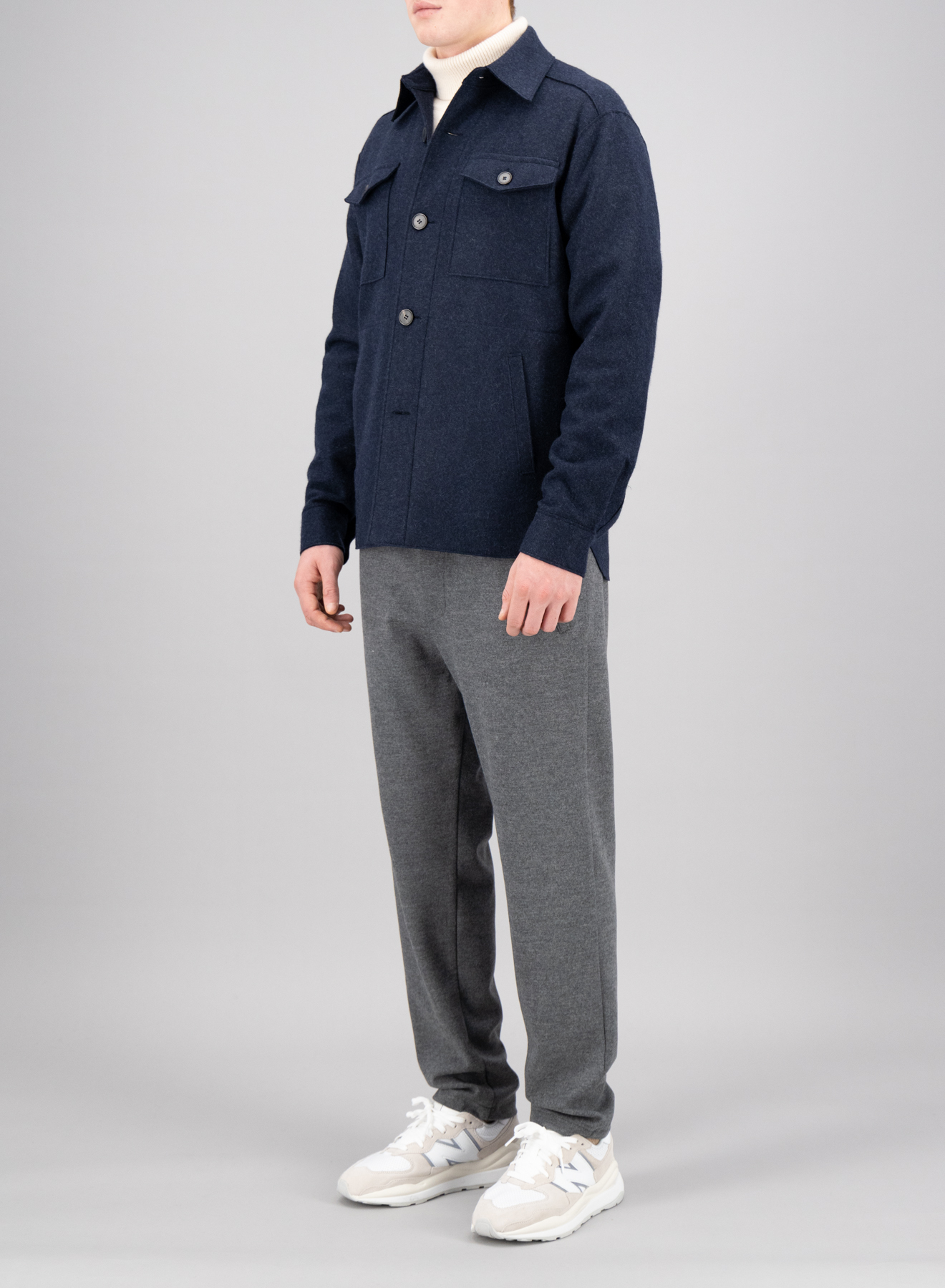 HARRIS WHARF Loro Piana Flannel Cashmere Overshirt