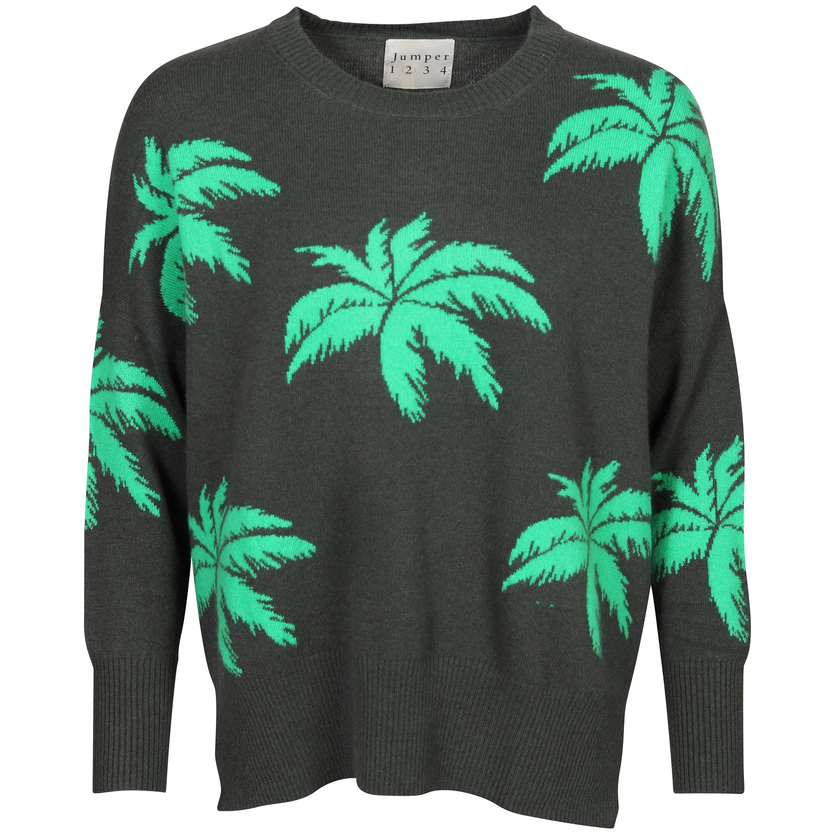 Jumper1234 Cashmere Palm Tree Boyfriend Sweater