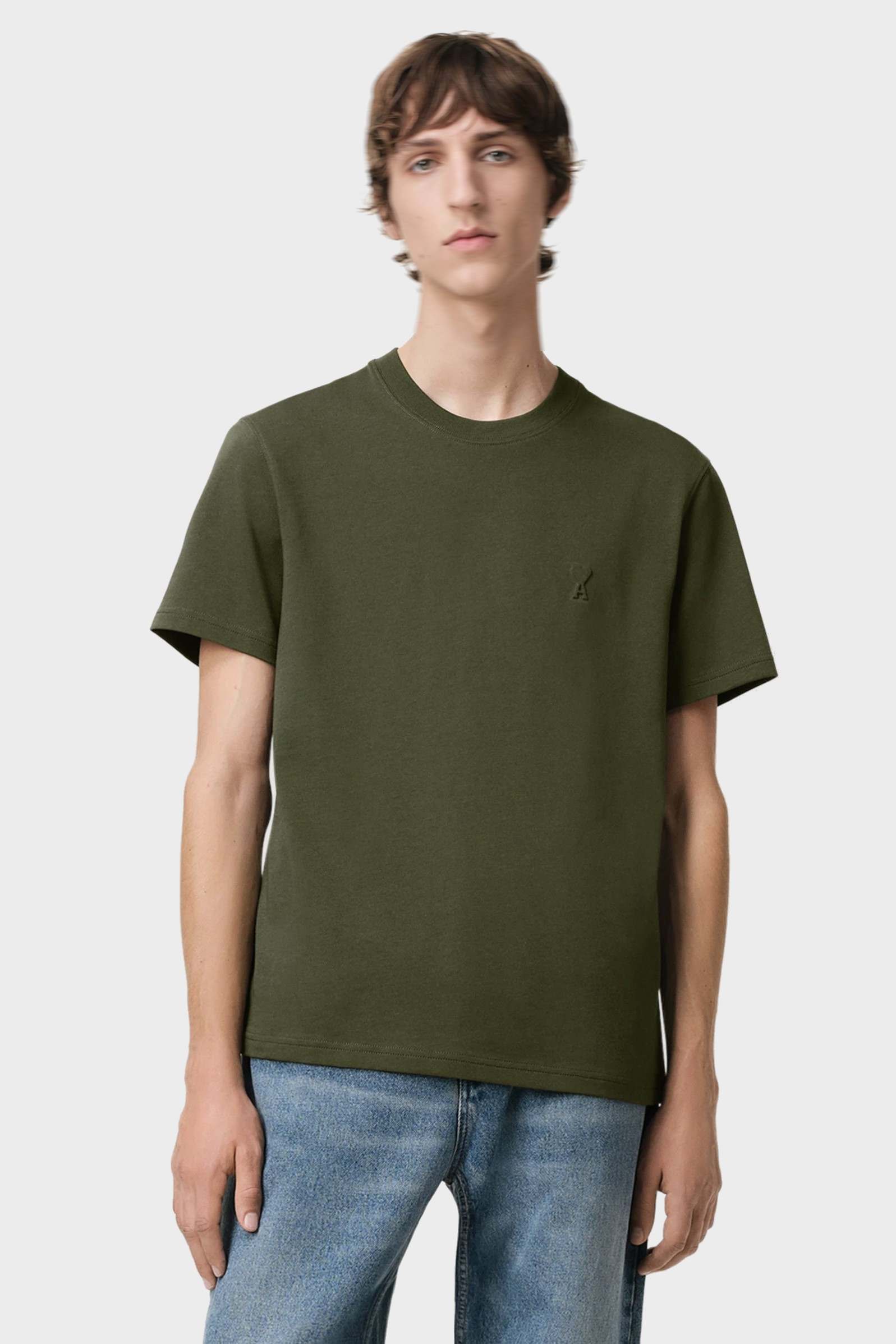 AMI PARIS de Coeur Embossed Classic Fit T-Shirt in Loden XS AMI PARIS de Coeur Embossed Classic Fit T-Shirt in Loden S