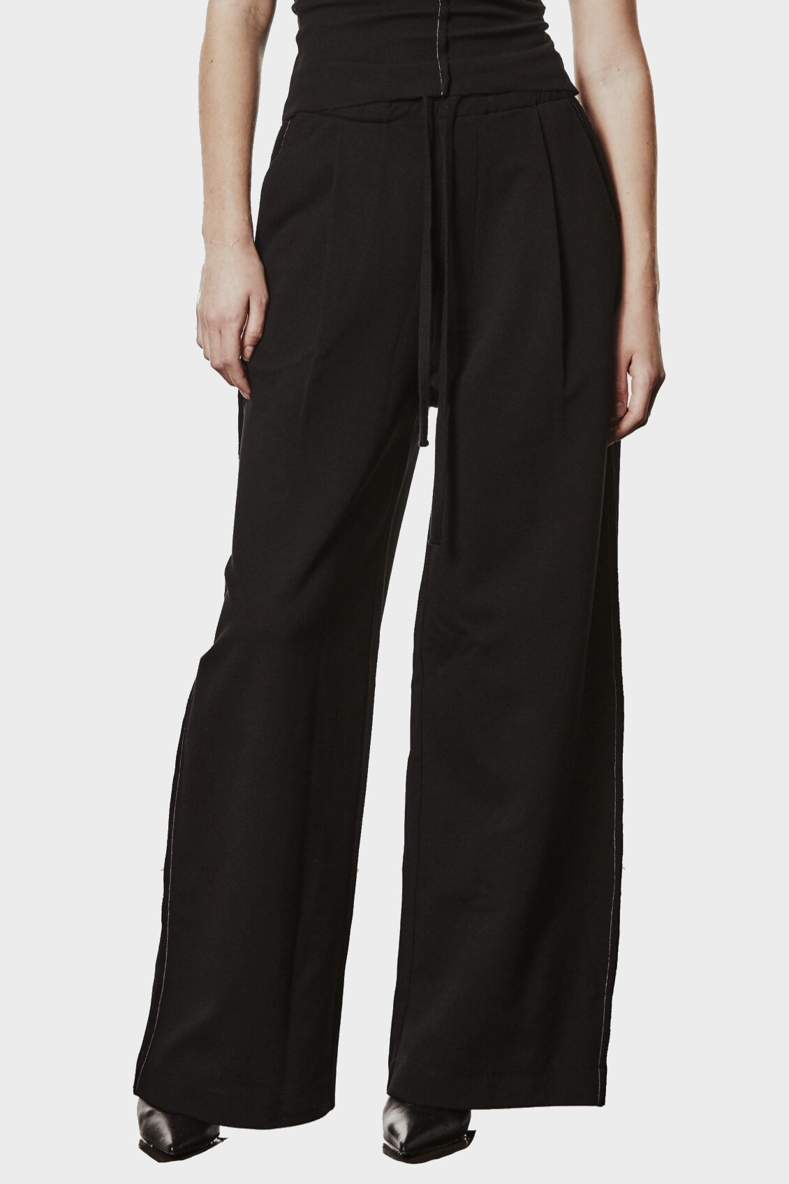 THOM KROM Structured Wide Leg Pant in Black
