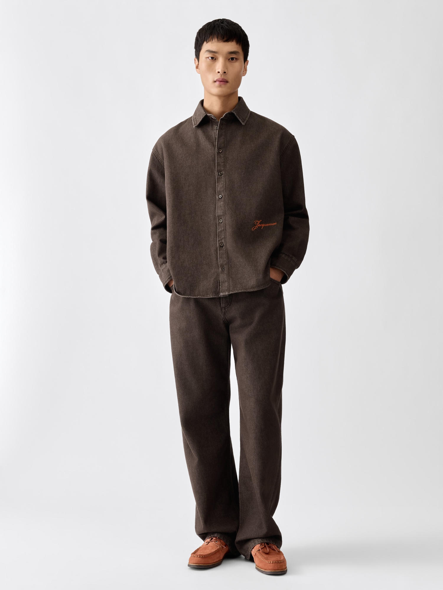 JACQUEMUS de-Nîmes Simon Denim Shirt in Brown 52