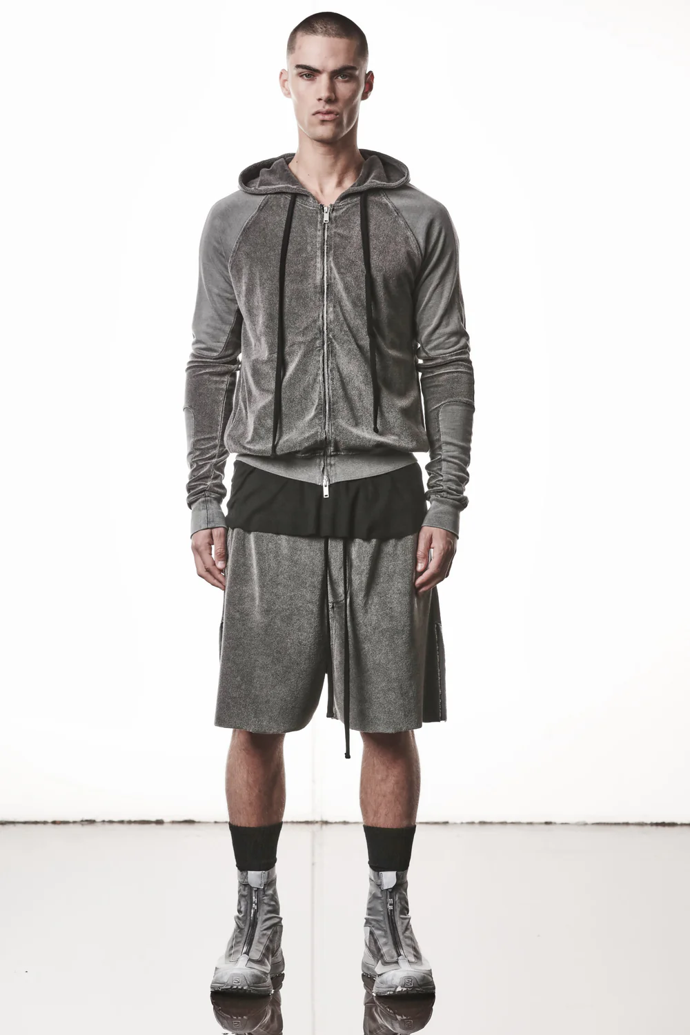 THOM KROM Terry Zip Hoodie in Dark Used Grey