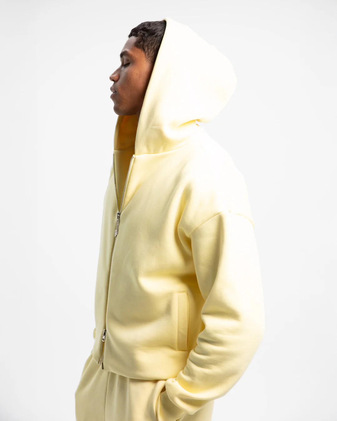 PERPLEX Two Way Zip Hoodie in Butter