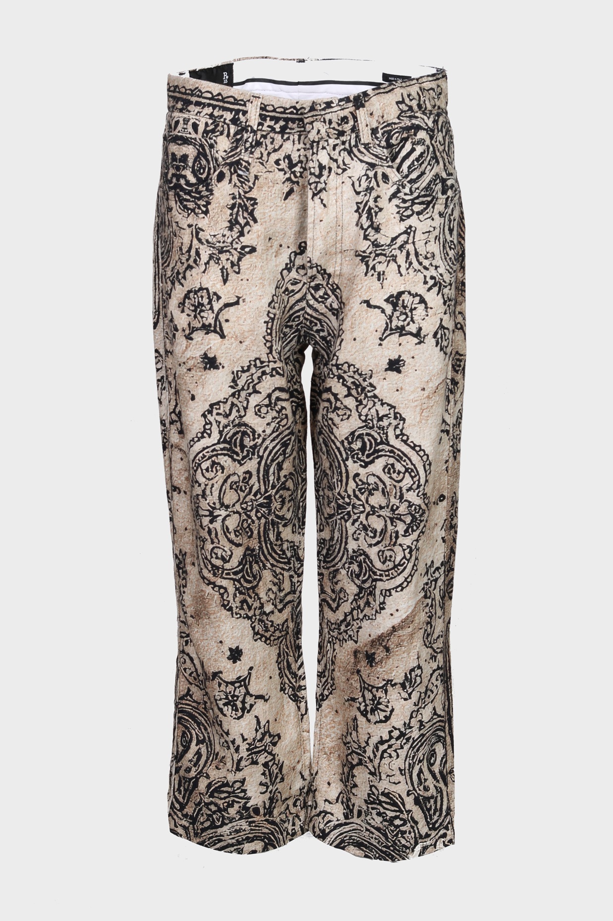 R13 X-Boyfriend Linen Pant in Khaki Bandana