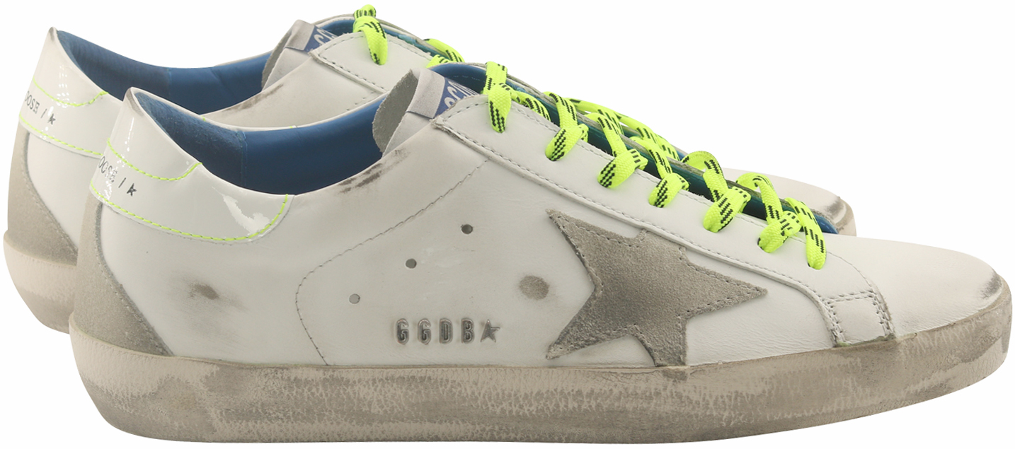Golden Goose Sneaker Superstar White Leather/Fluo Details