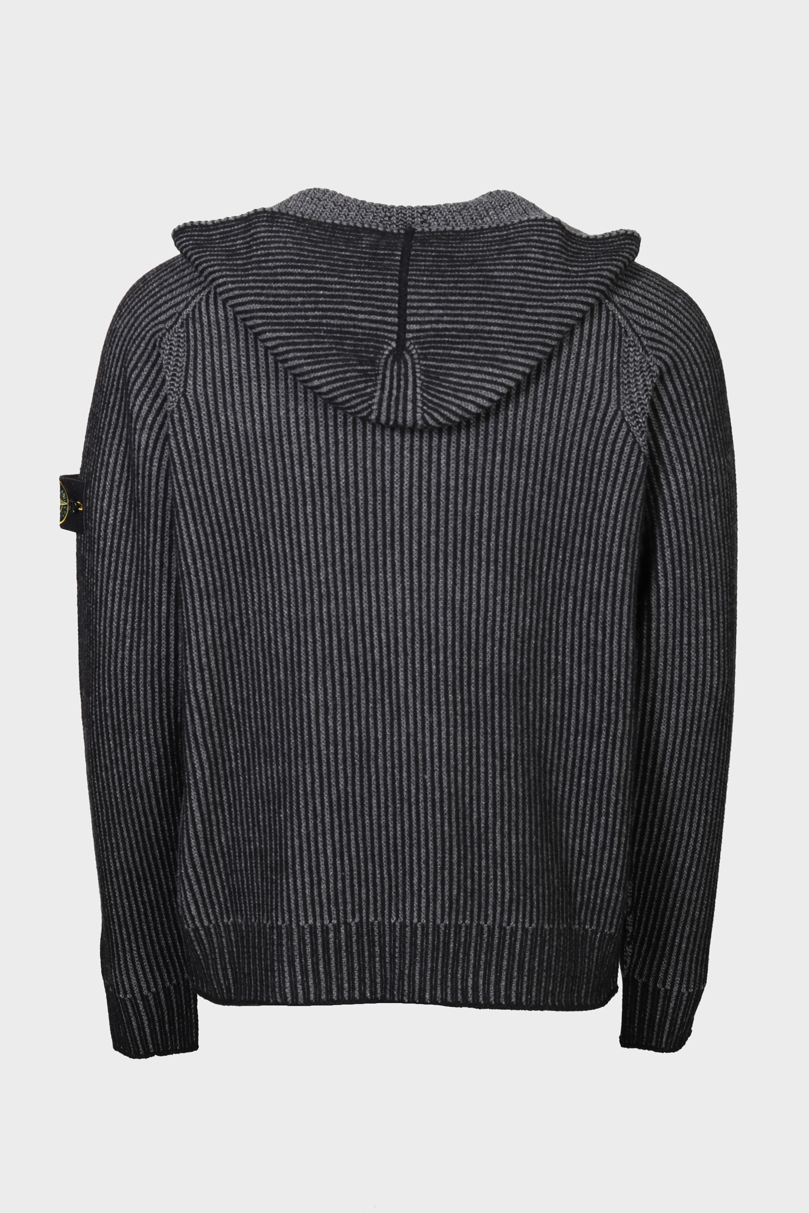 STONE ISLAND Reversible Cashmere Zip Hoodie in Black/Grey