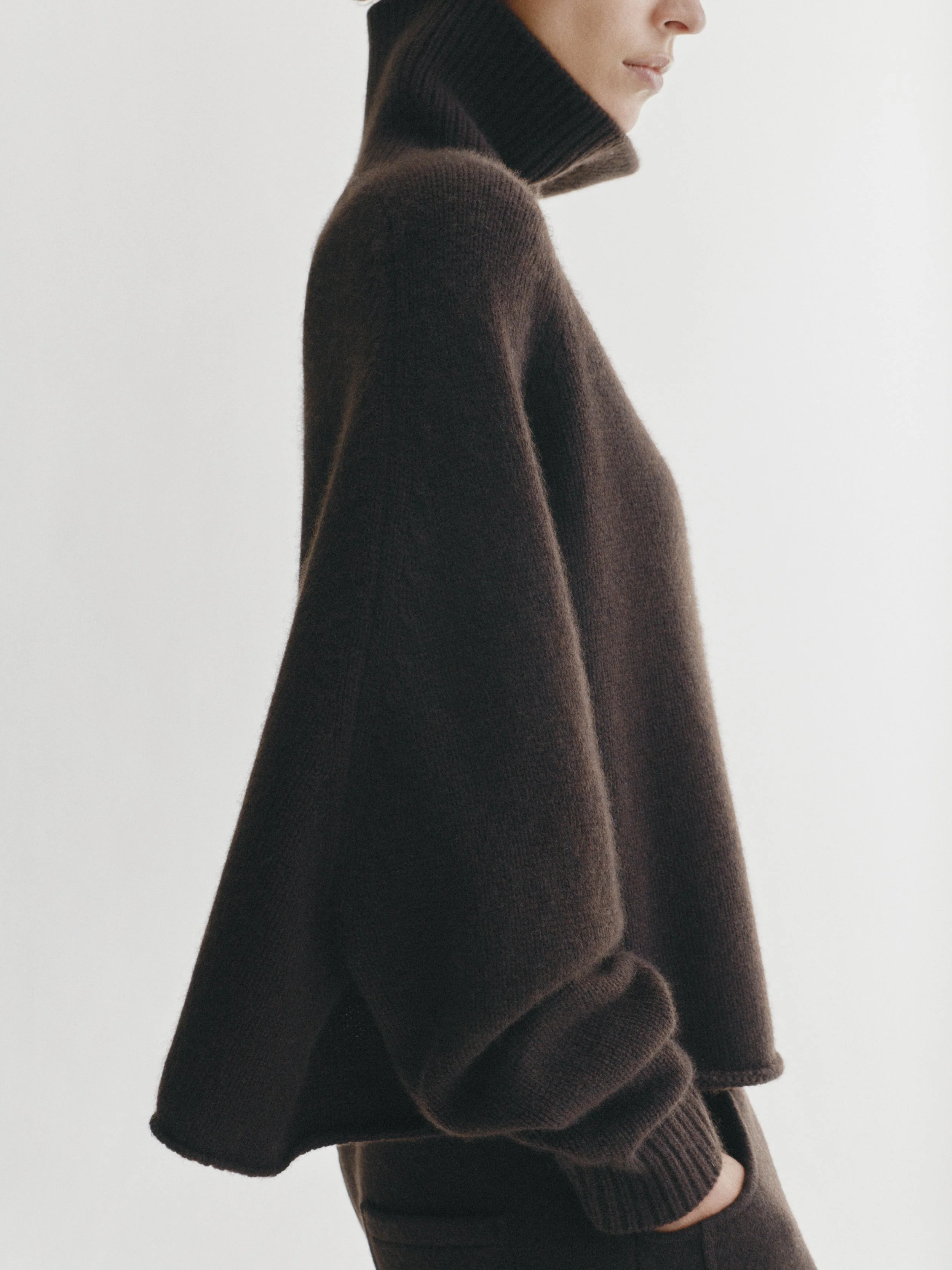 LISA YANG Cathie Cashmere Turtleneck in Dark Oak