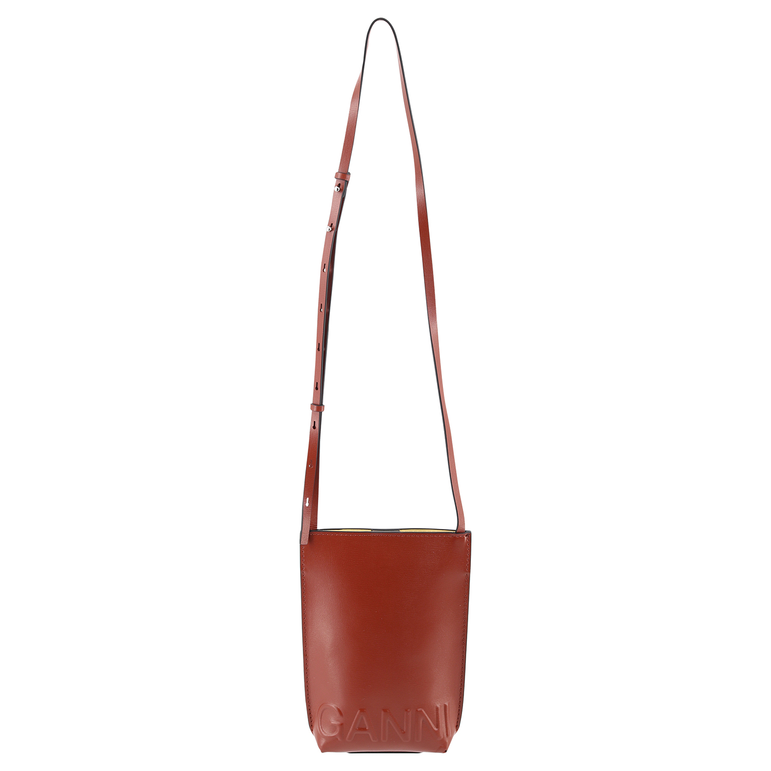 Ganni Recycled Leather Small Crossbody Bag Madder Brown