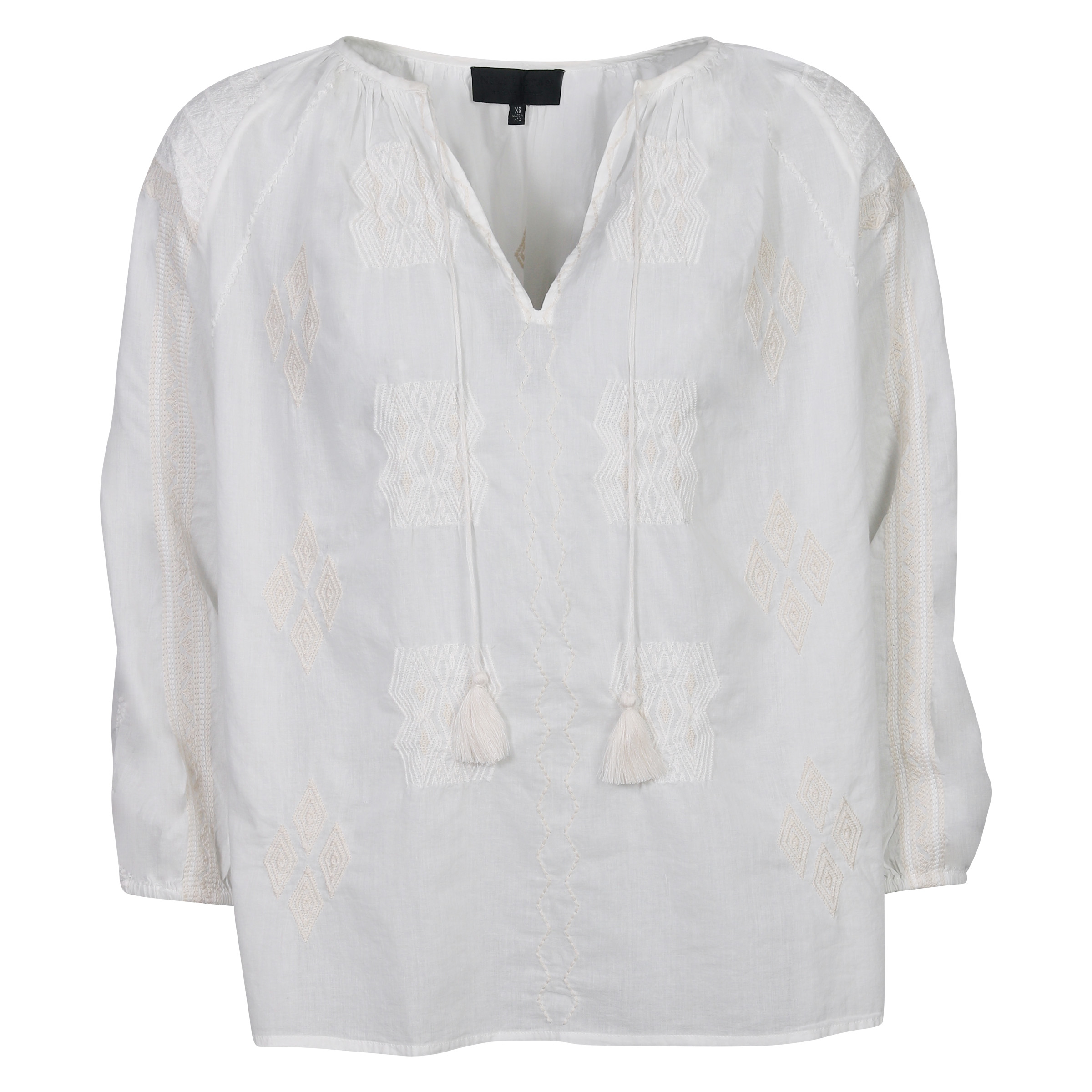 Nili Lotan Embroidered Gina Blouse Ivory/White