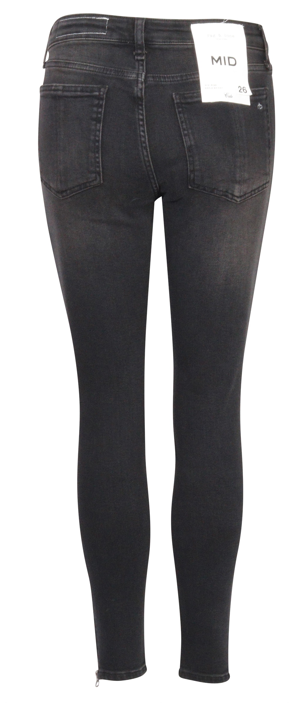 Rag & Bone Midrise Jeans Cate Ankle Skinny Zip Black