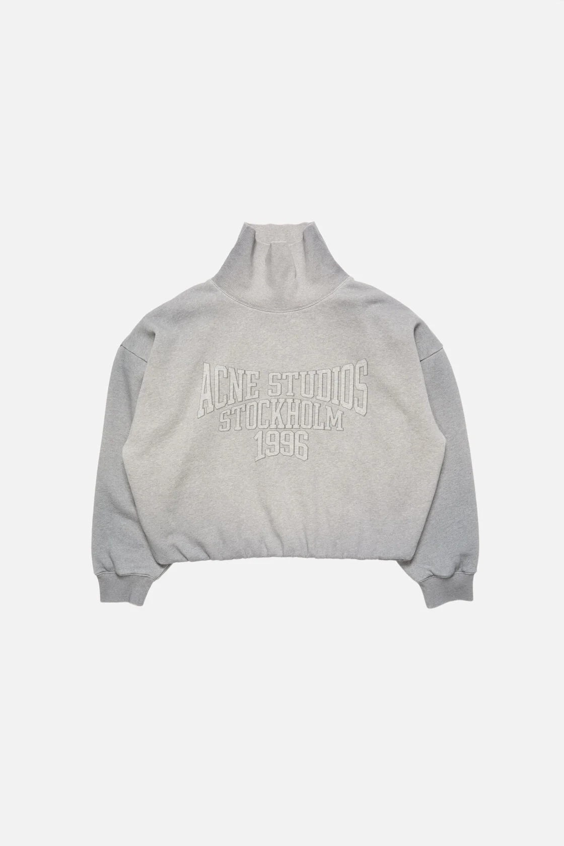 ACNE STUDIOS Logo Boxy Turtleneck Sweatshirt in Grey Melange