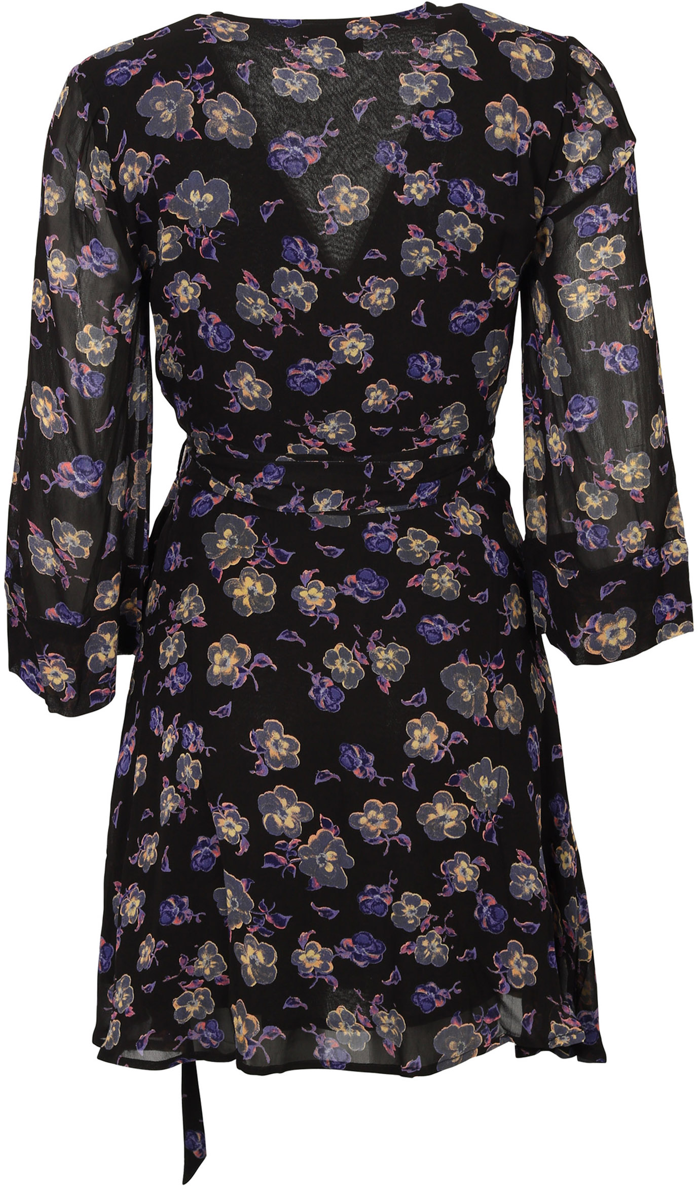 Ganni Wrap Dress Black Floral
