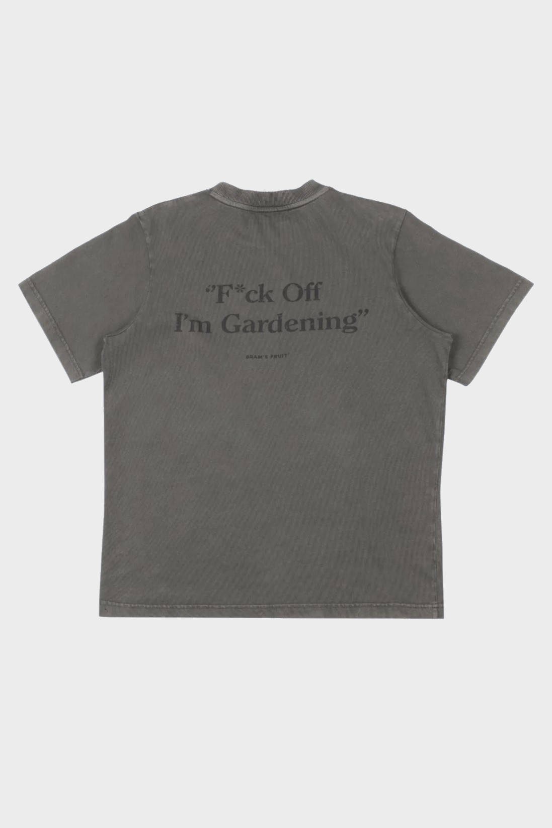 BRAM'S FRUIT ''F*ck Off'' Distressed T-Shirt in Washed Charcoal