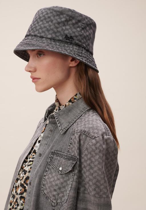 Lala Berlin Hat Alicia Denim Grey Discharged Kufiya