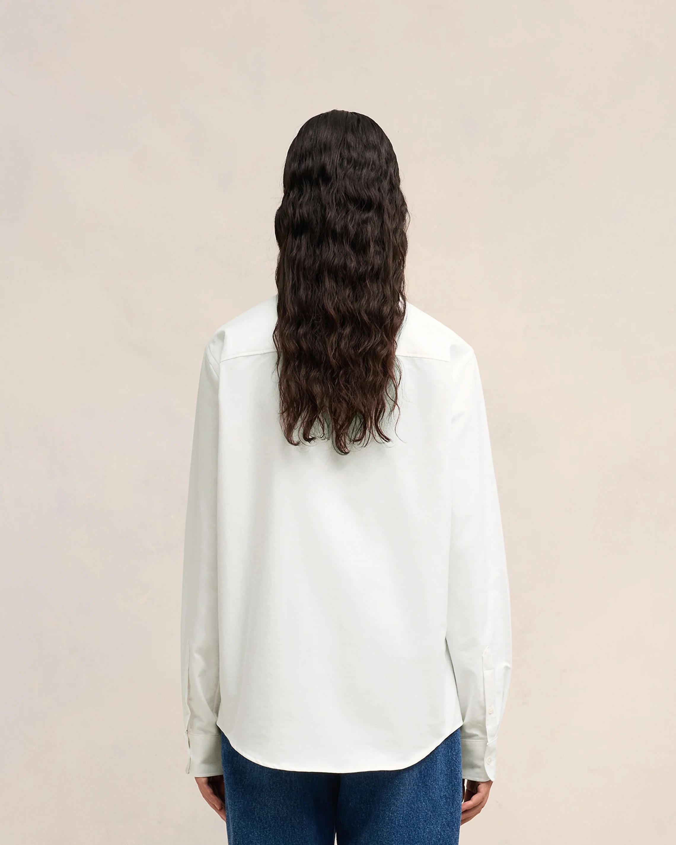 AMI PARIS Classic Fit Oxford Shirt in Natural White XXS