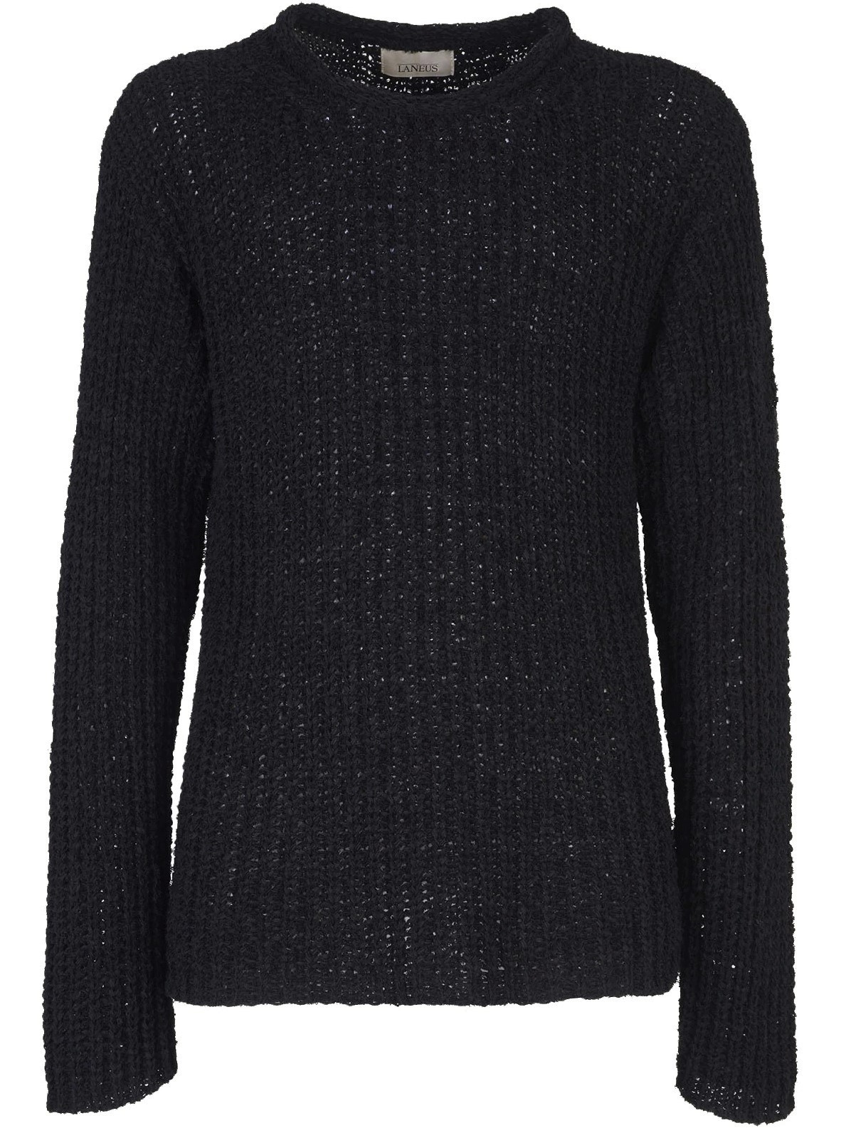 LANEUS Tape Cotton Knit Sweater in Black