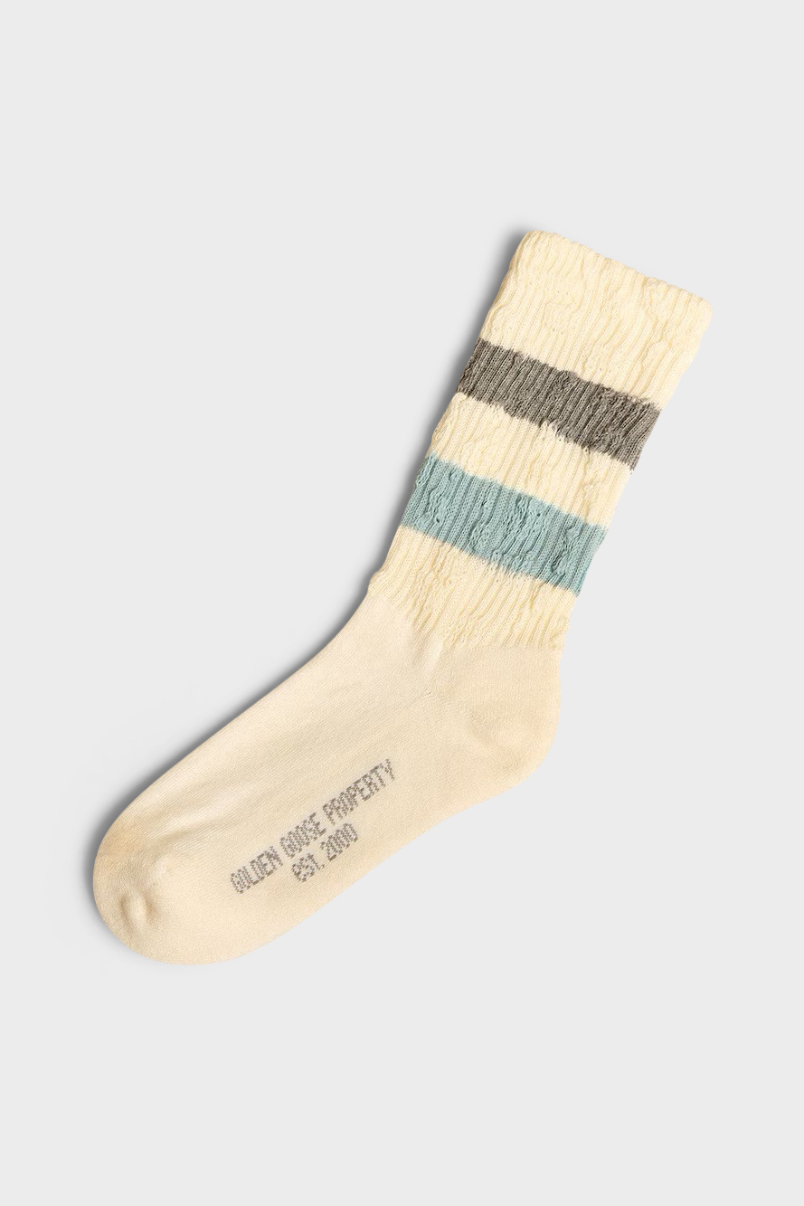 GOLDEN GOOSE Socks High Rib Striped Vintage White/Grey/Light Blue M