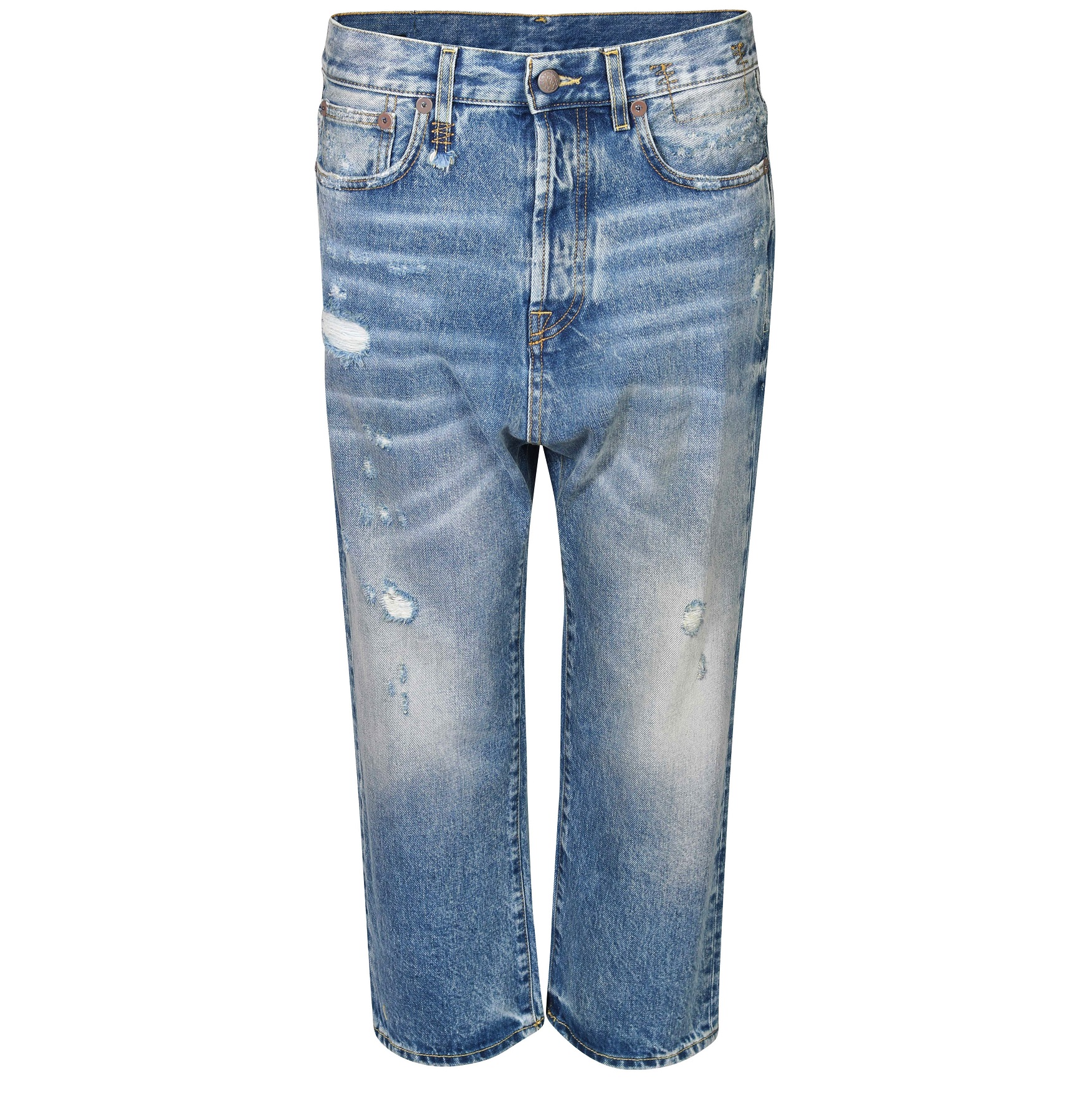 R13 Tailored Drop Jeans in Bain Washing