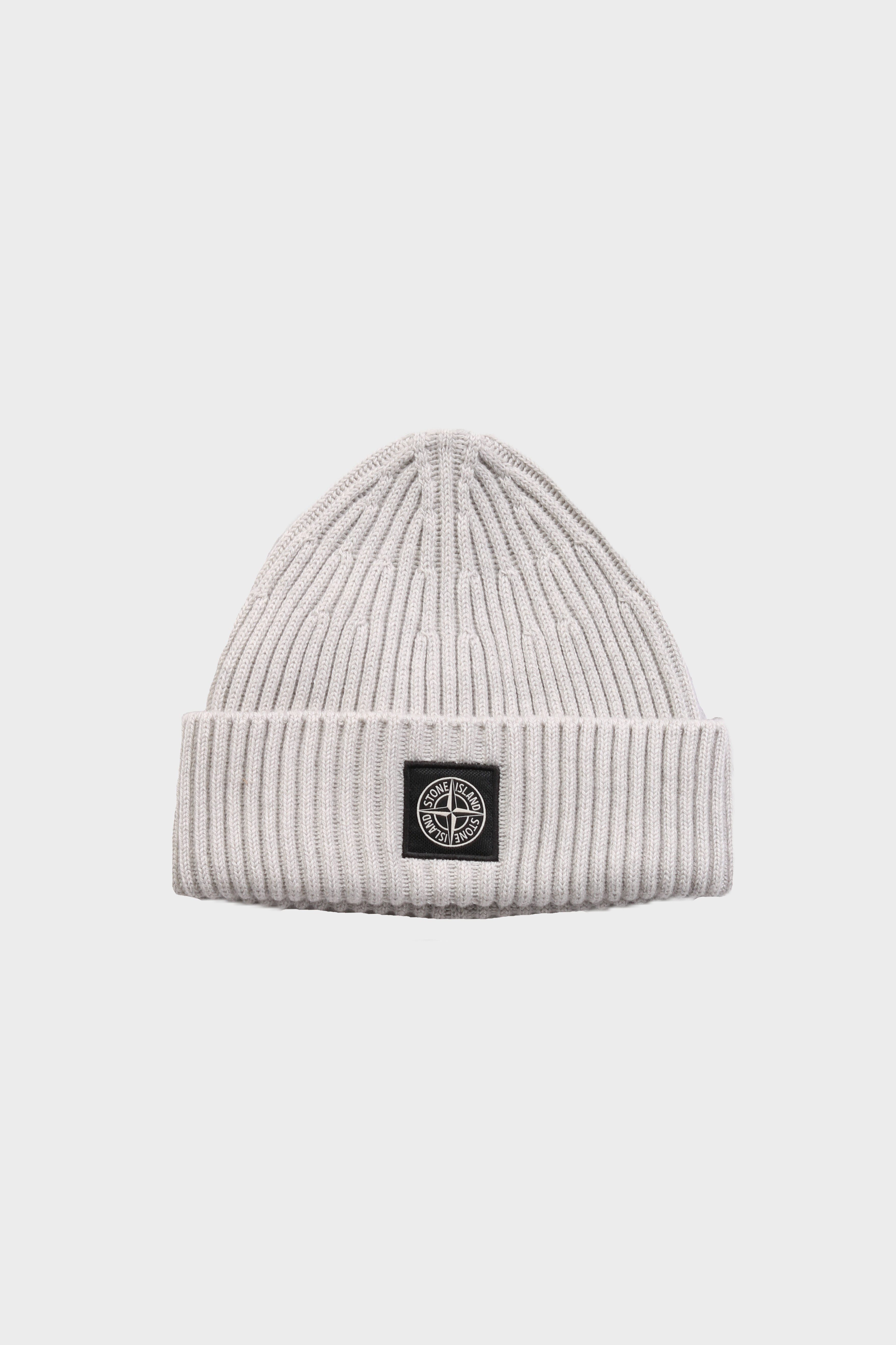 STONE ISLAND Knit Beanie in Light Grey Melange