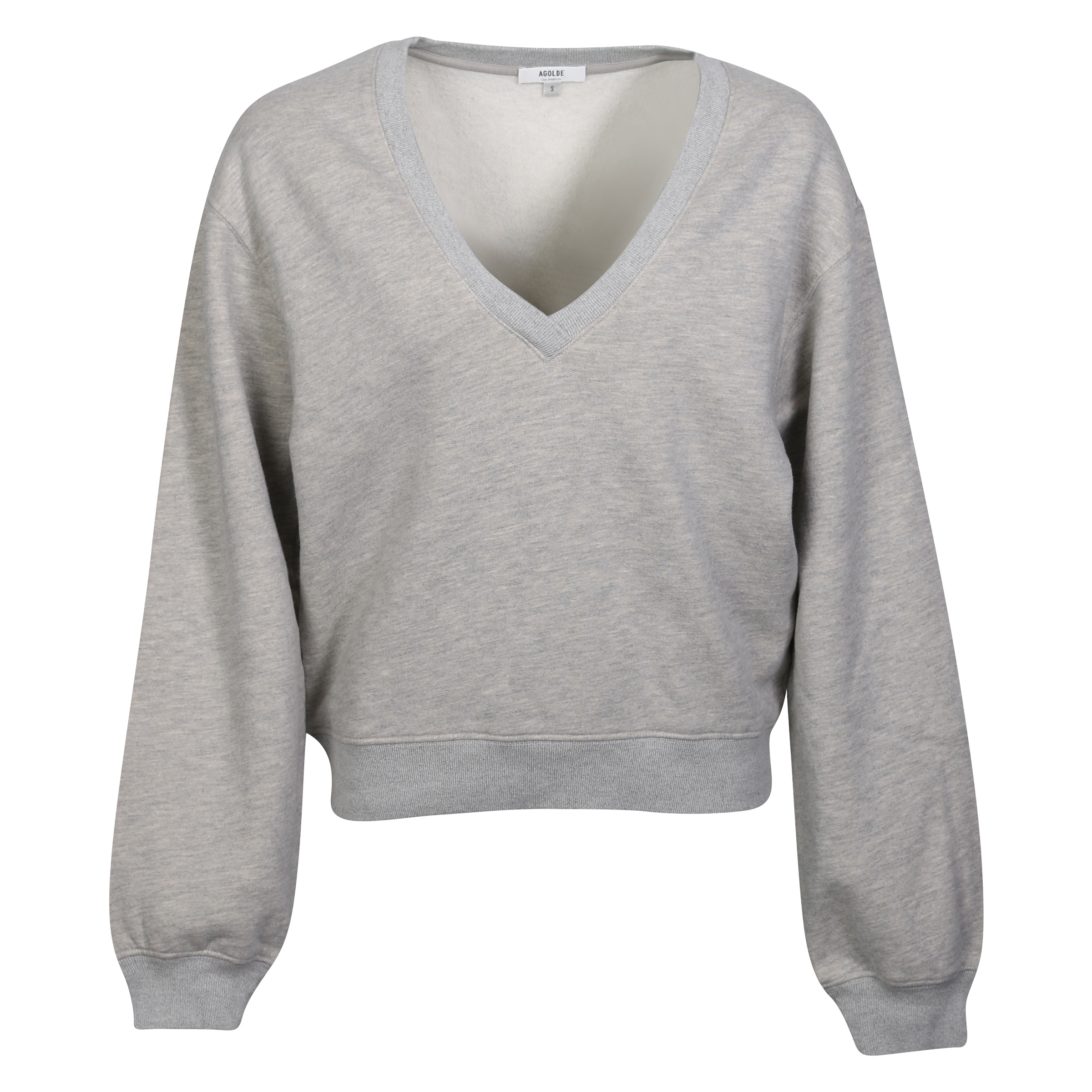 Agolde Balloon V-Neck Sweatshirt in Heathergrey