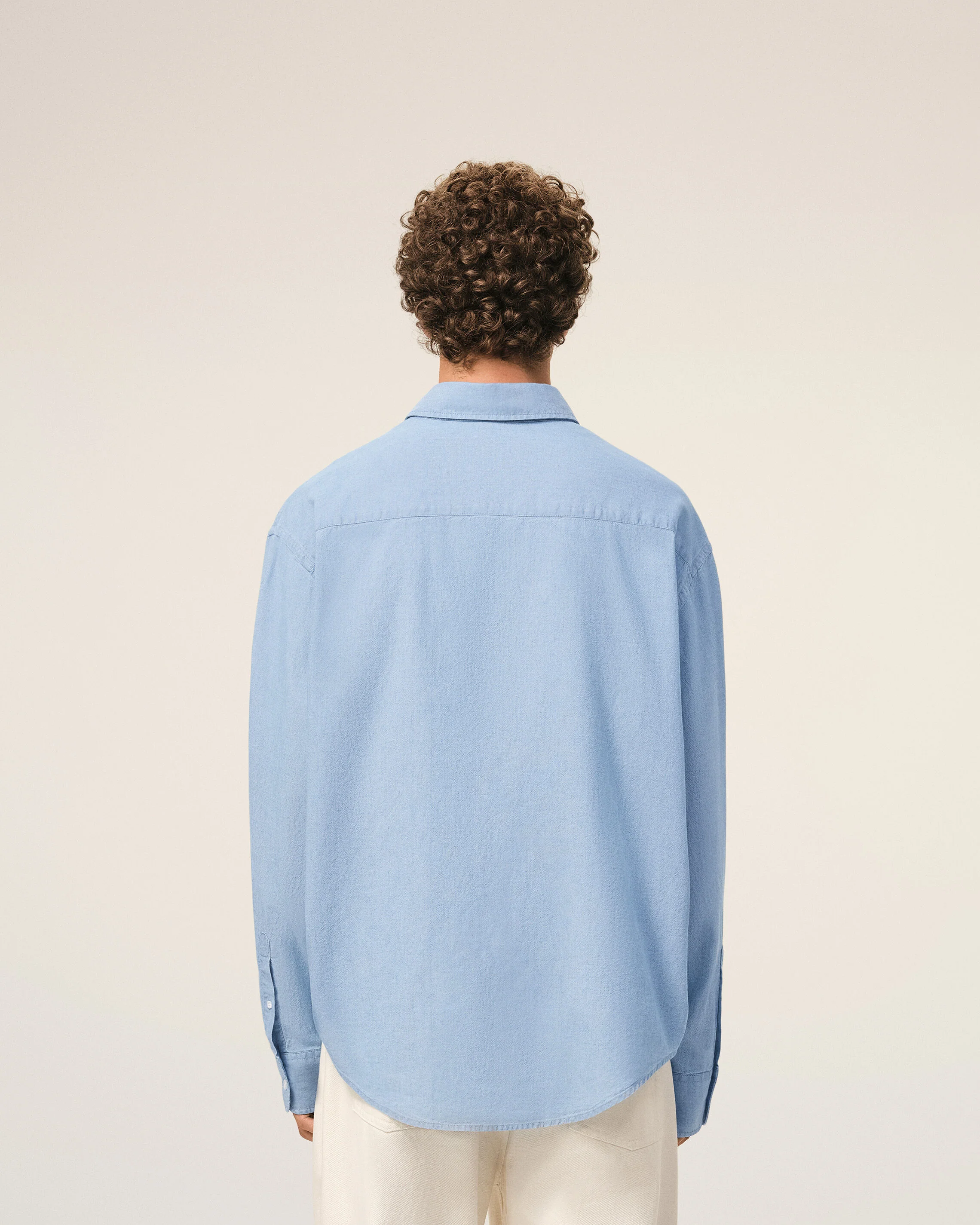 AMI PARIS de Coeur Boxy Fit Shirt in Cashmere Blue