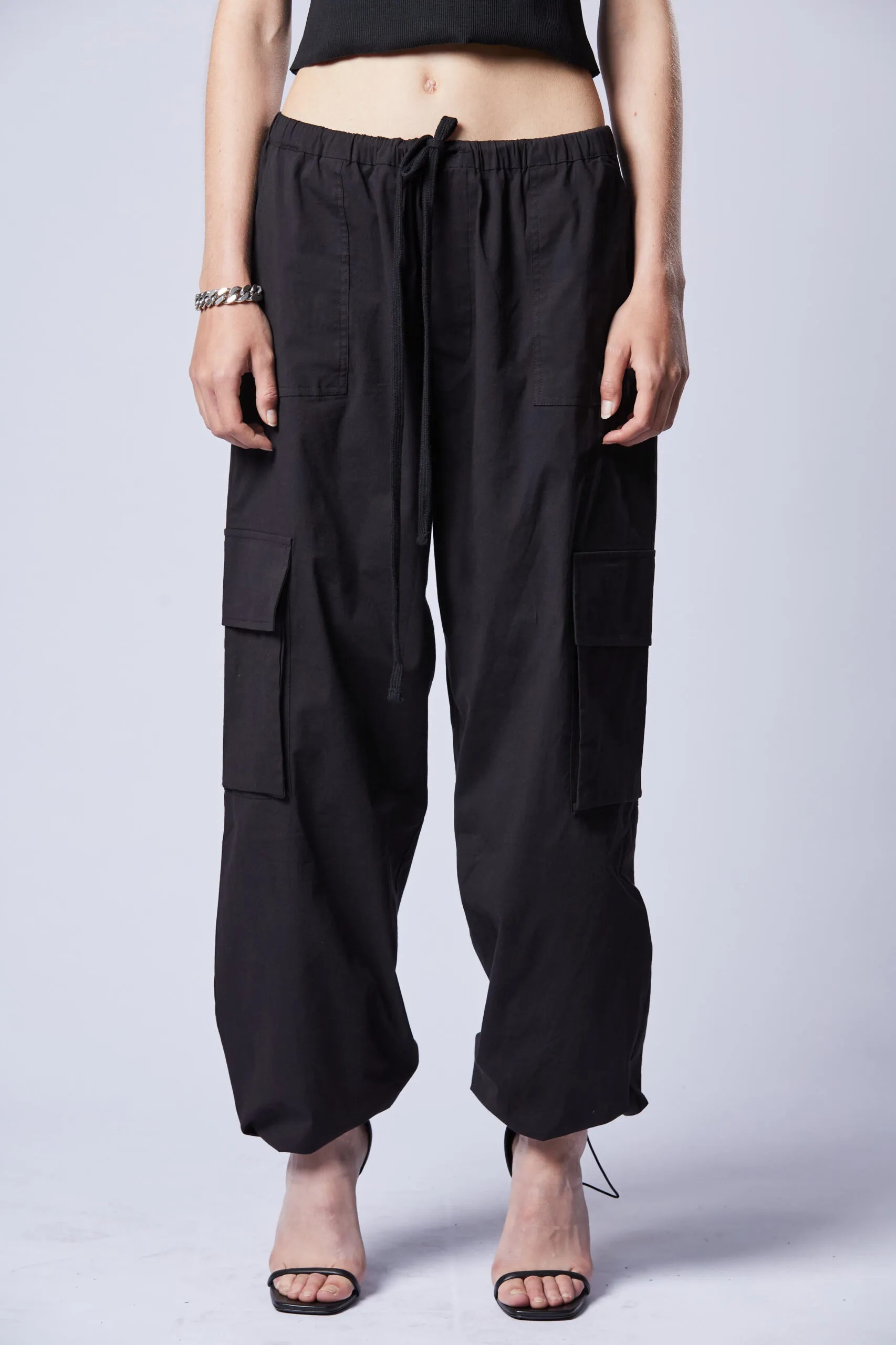 THOM KROM Wide Leg Cargo Pant in Black XS