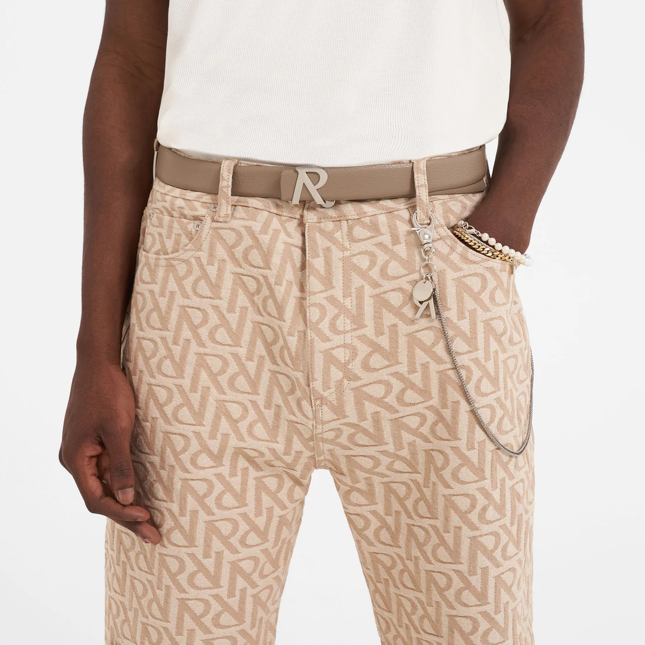 REPRESENT Initial Denim Pant in Sesame