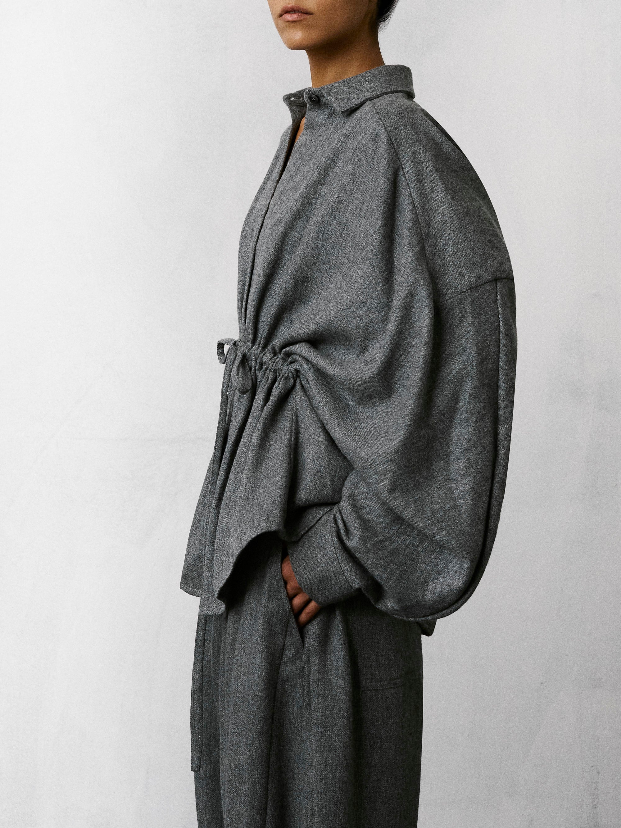THE LATEST Wool Oversize Shirt in Dark Grey