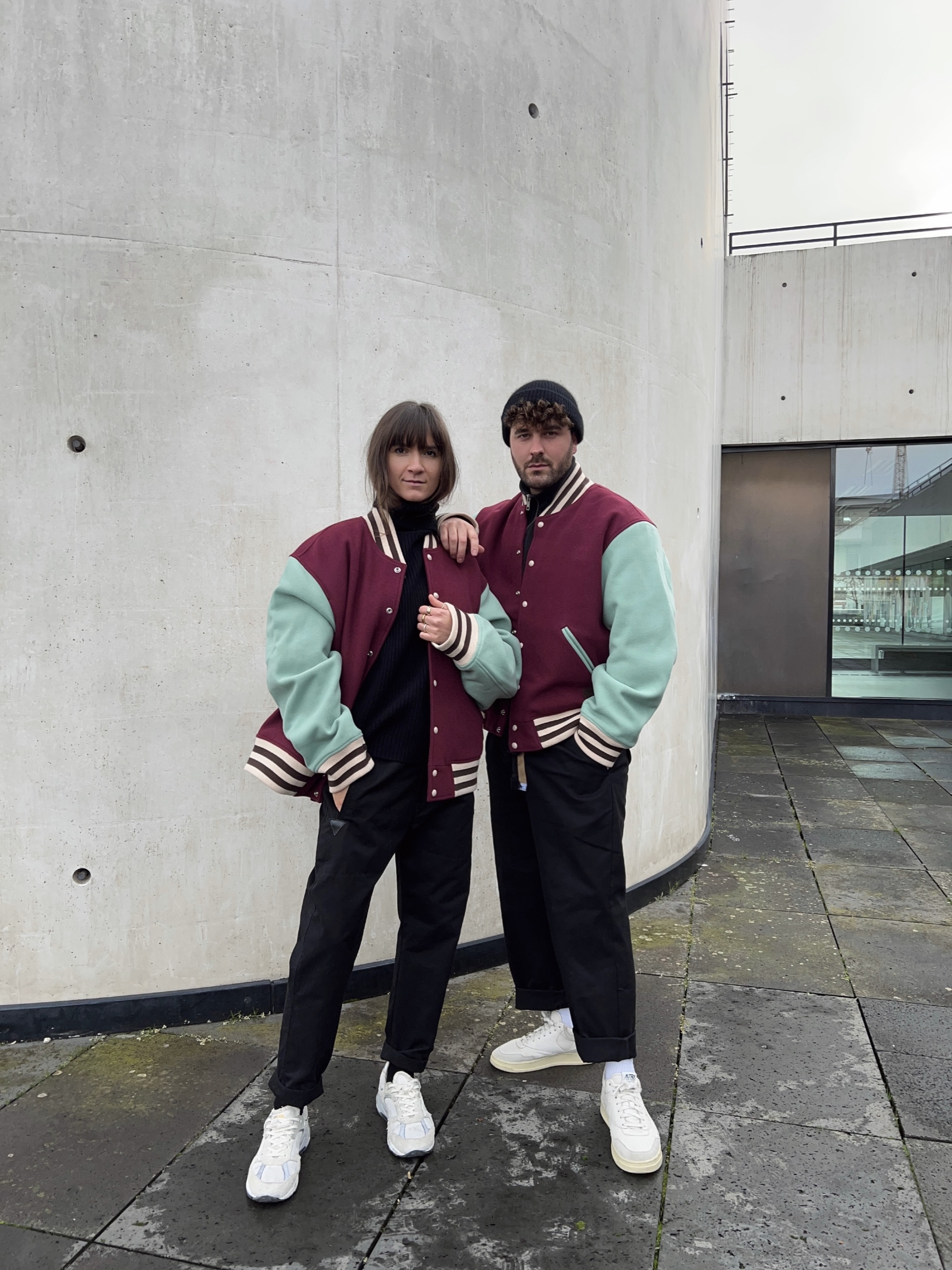 Acne Studios Face Bomber Jacket in Wine Red/Mint