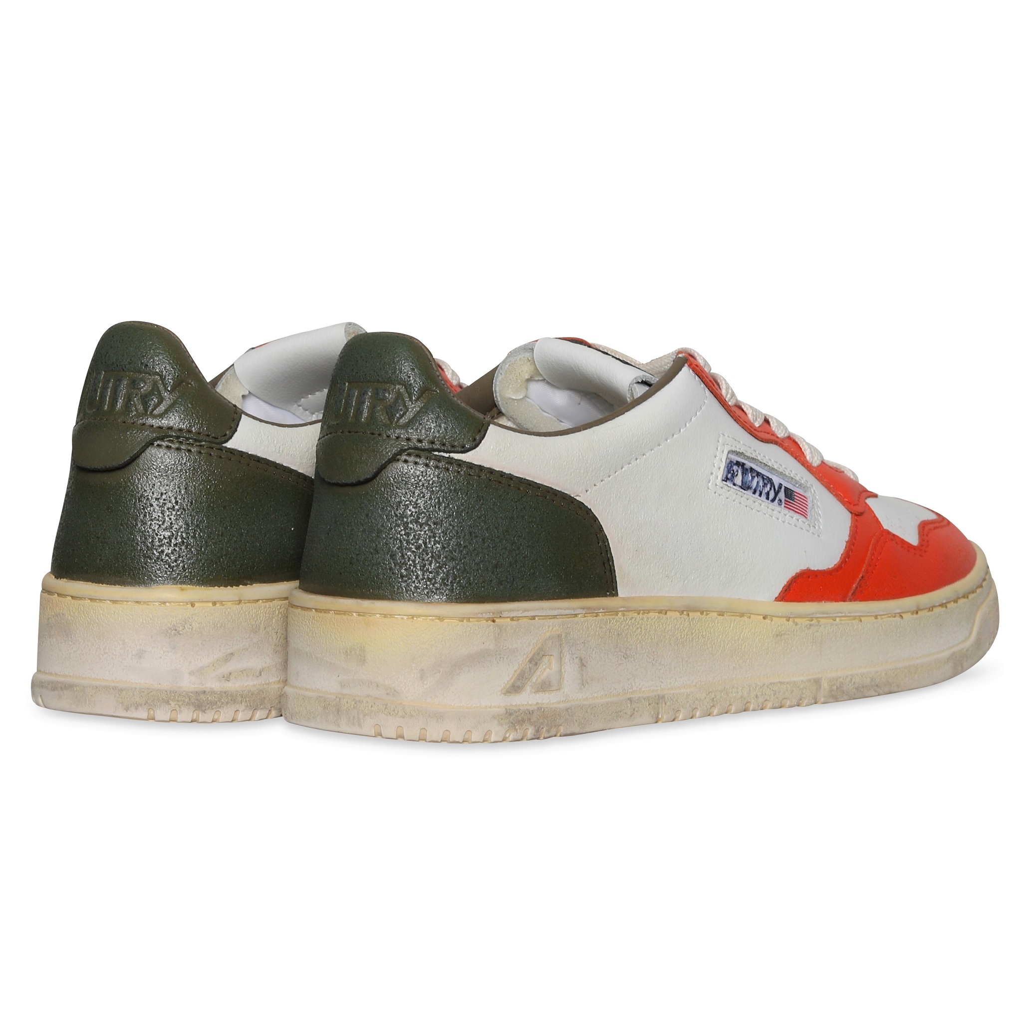 AUTRY ACTION SHOES Super Vintage Low Sneaker White/Orange/Military 41