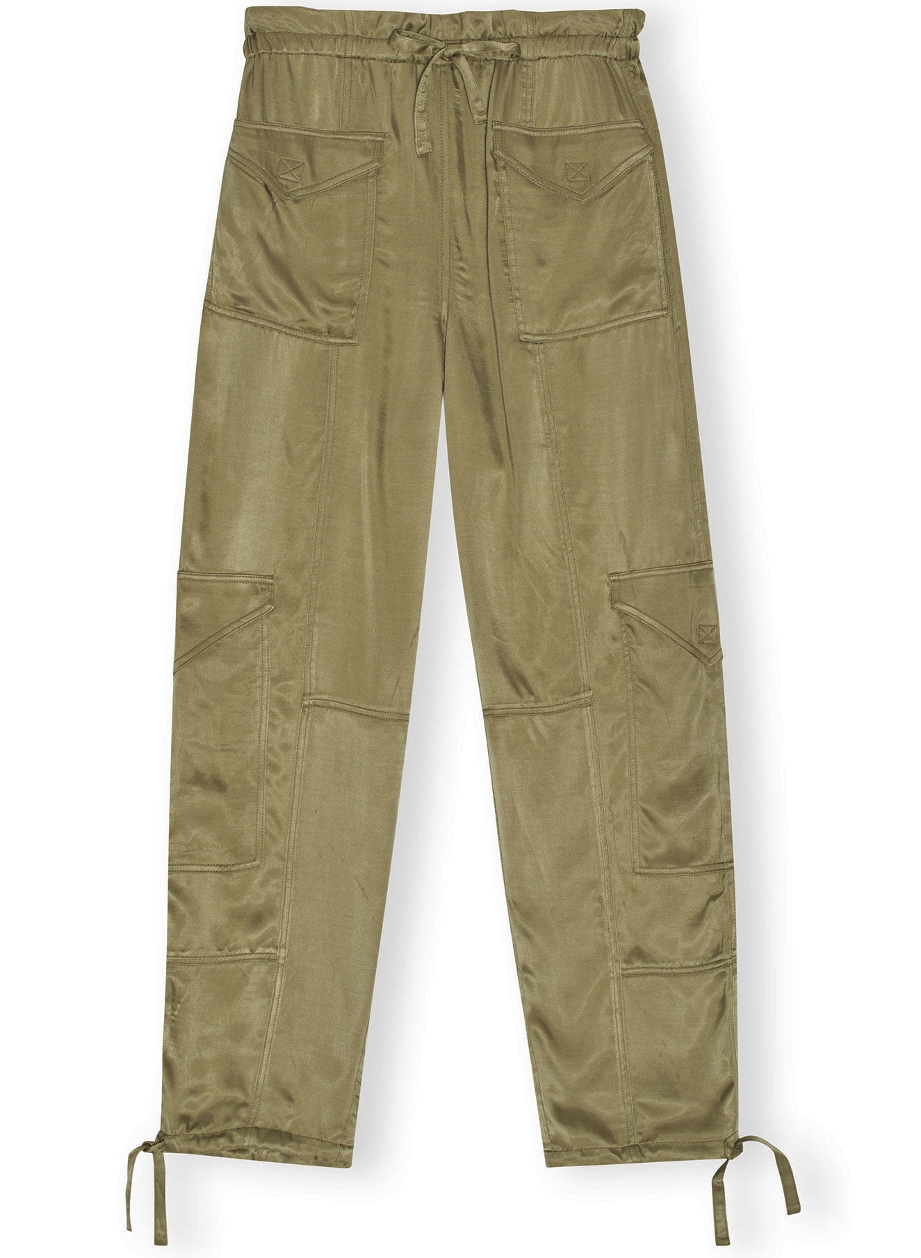 GANNI Washed Satin Pant in Aloe