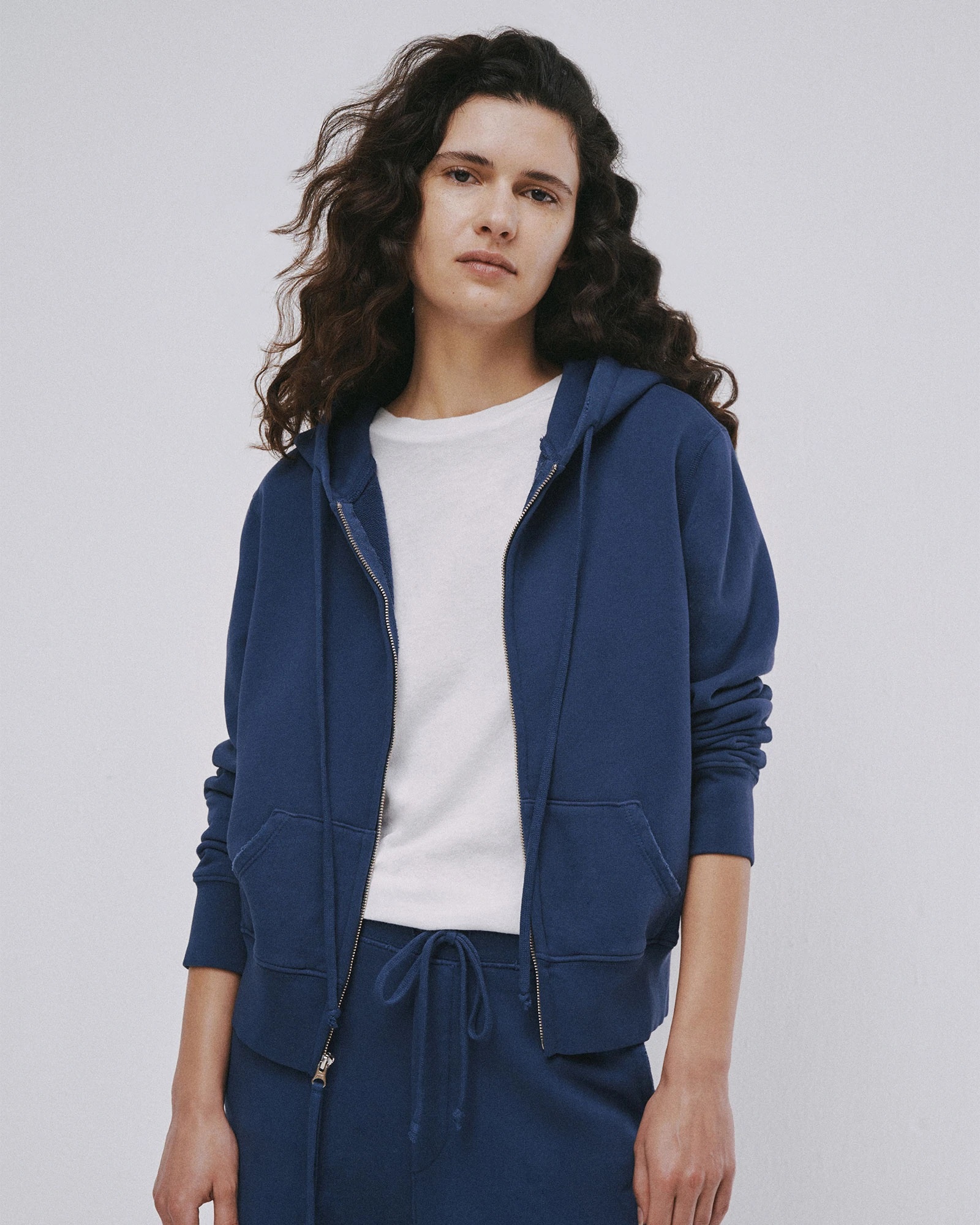 Nili Lotan Zip Hoodie Callie in Marine Blue