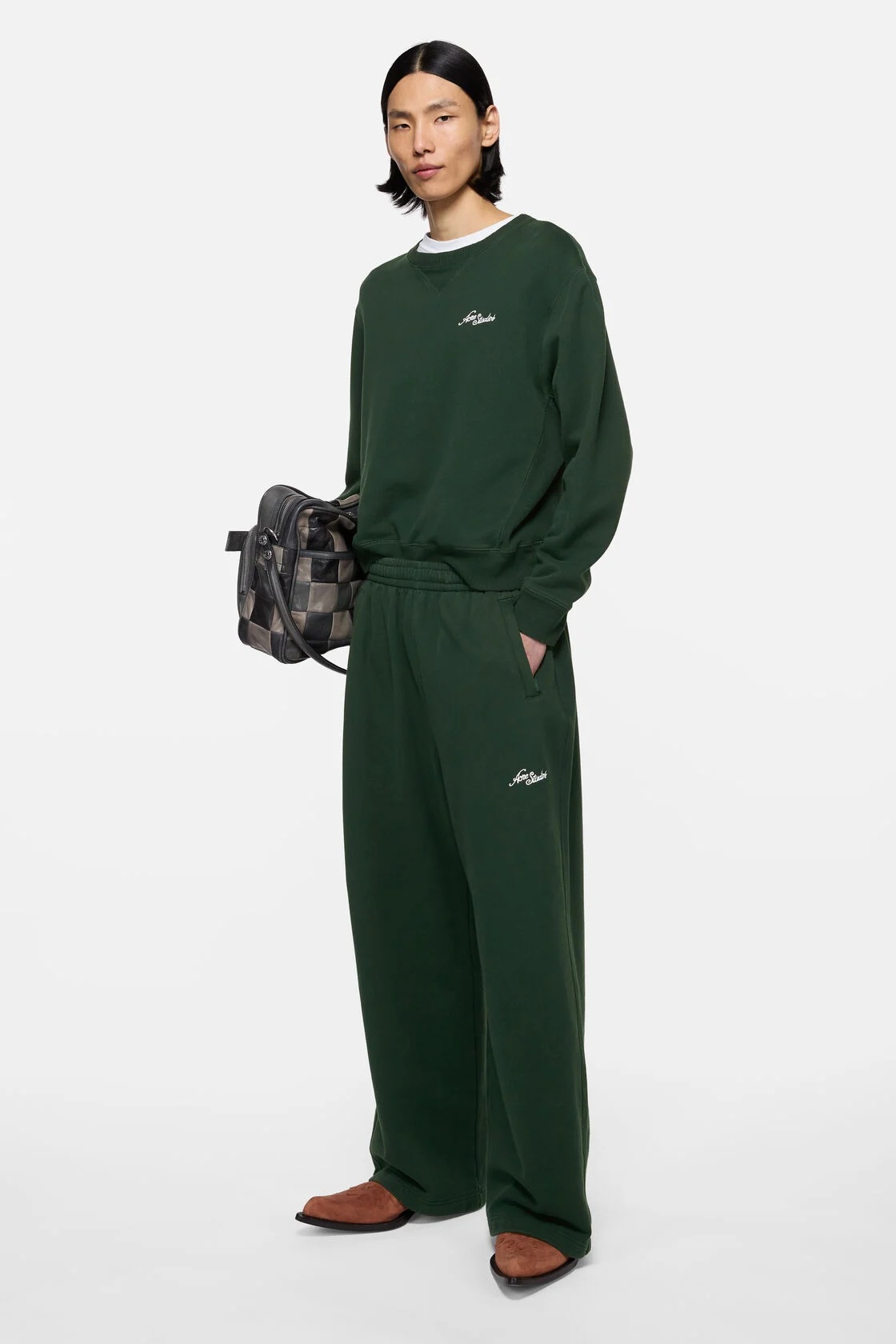 ACNE STUDIOS Logo Sweatshirt in Dark Green