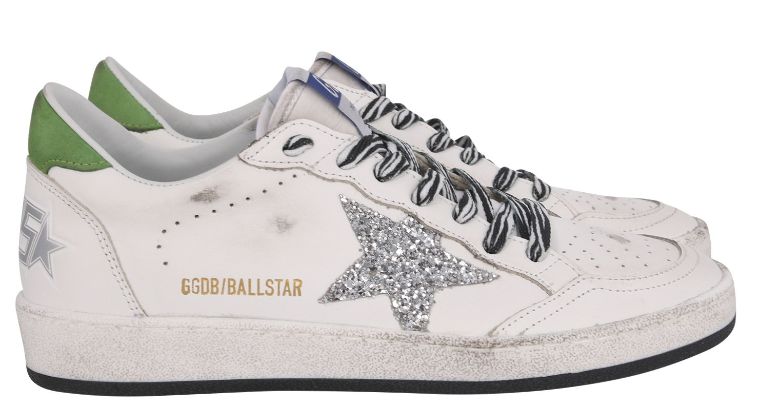 Golden Goose Ballstar Leather Upper Glitter Star Nabuk Heel