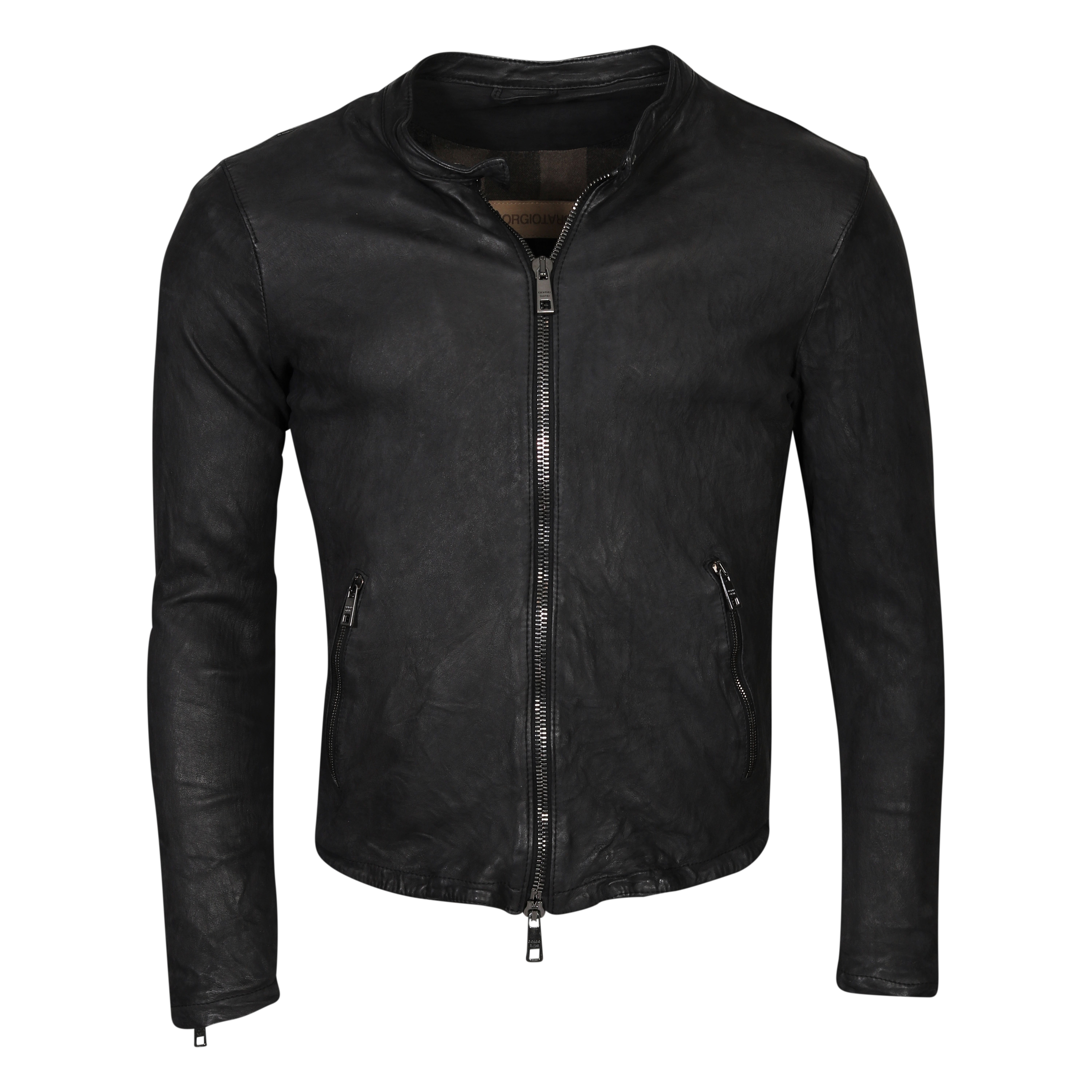 Giorgio Brato Leather Jacket Washed Black 46