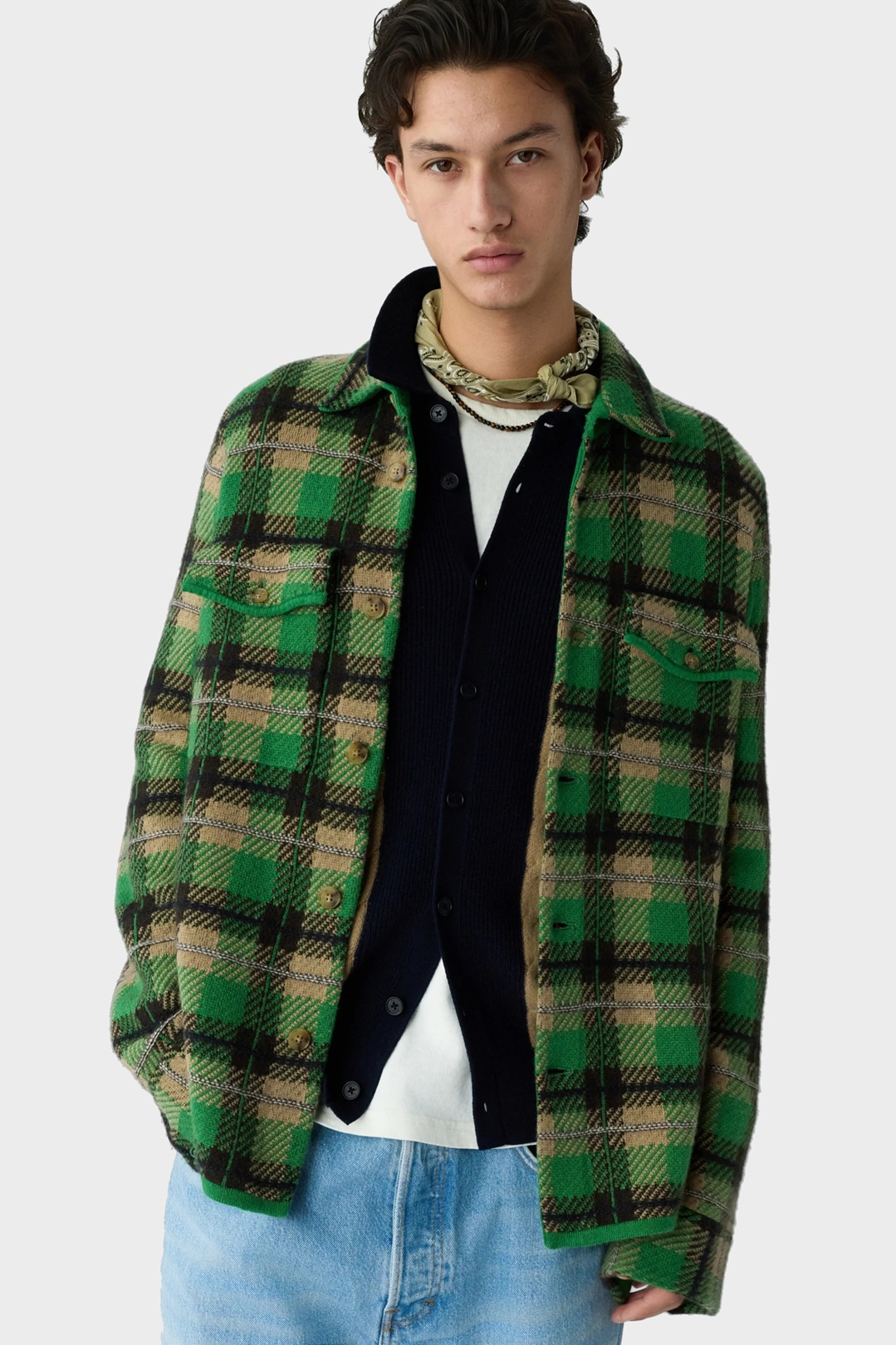 GUEST IN RESIDENCE Plaid Work Shirt Green Check