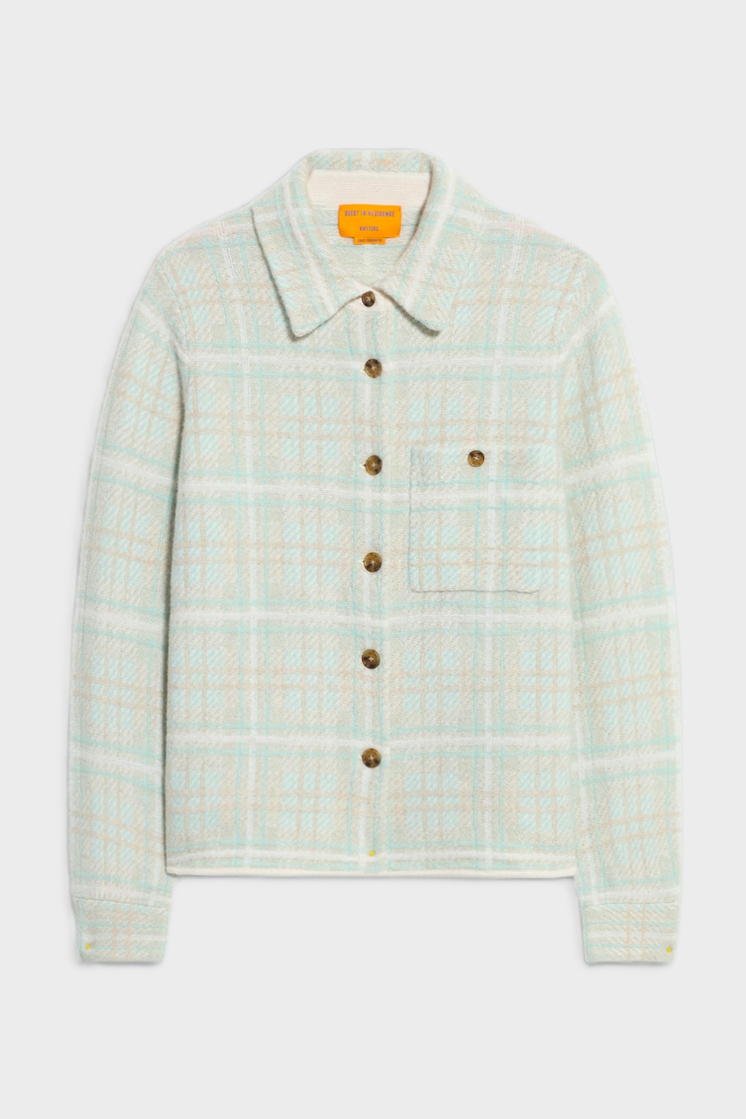 GUEST IN RESIDENCE Dylan Plaid Cashmere Shirt in Seaglass