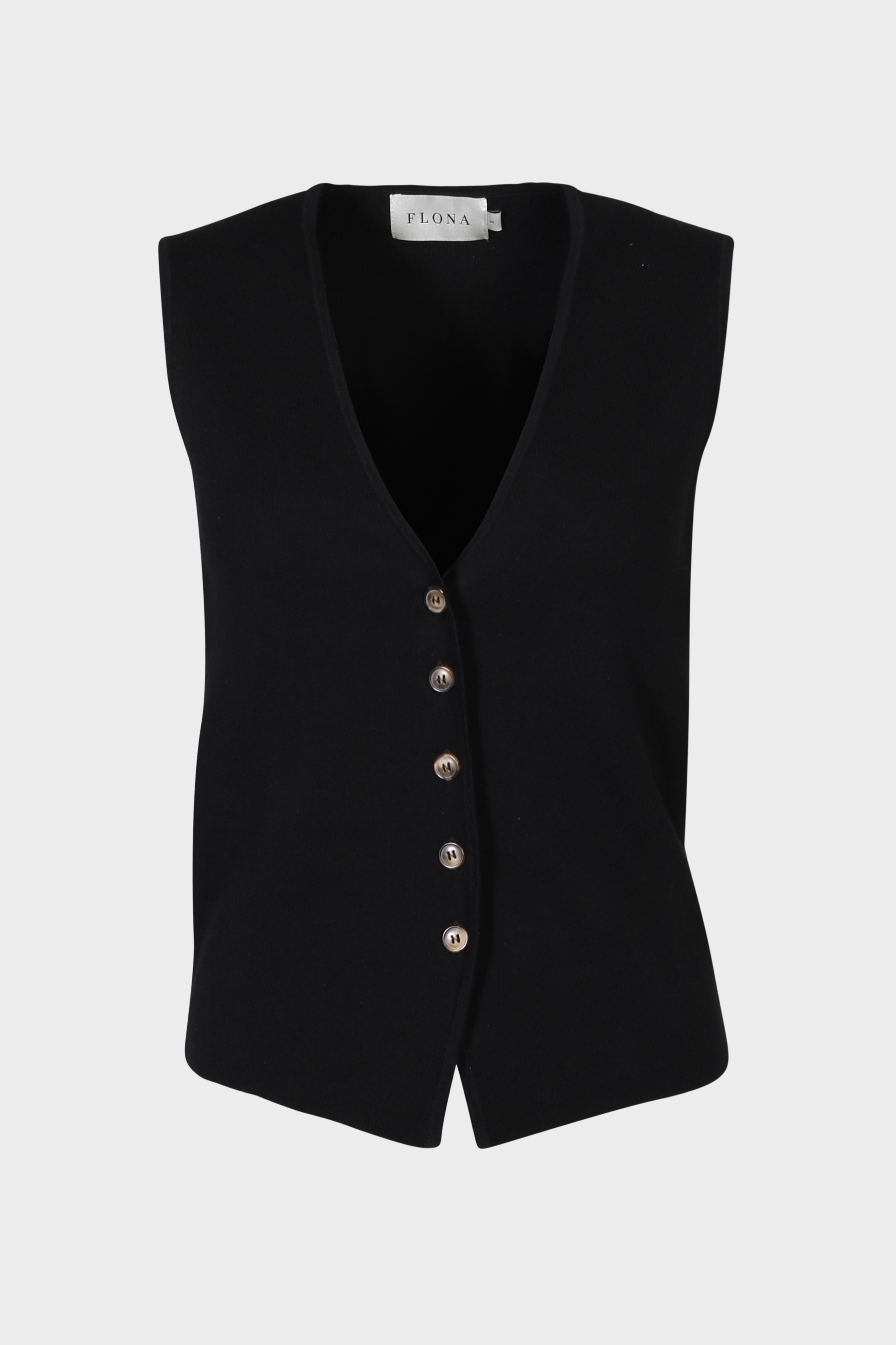 FLONA Cotton/ Cashmere Knit Vest in Black