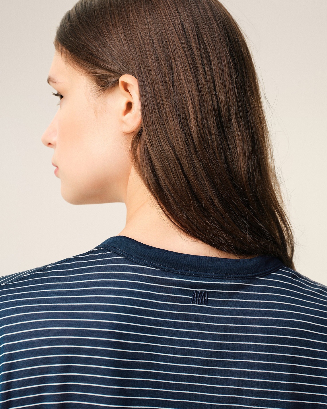 AMI PARIS de Coeur Mercerized Stripe T-Shirt in Ink/White