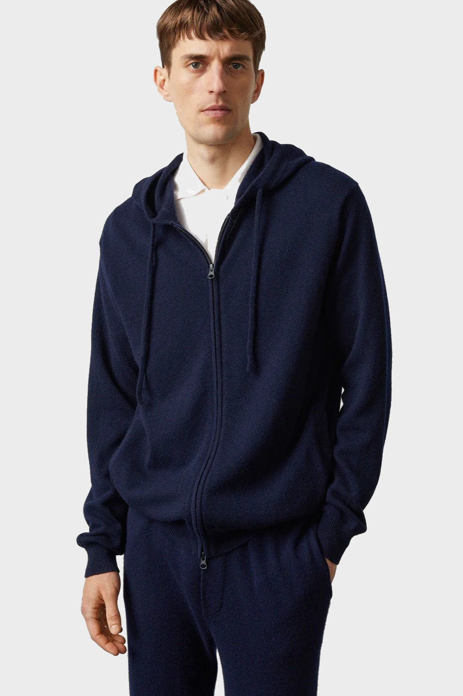 LISA YANG Emerson Cashmere Zip Hoodie in Navy