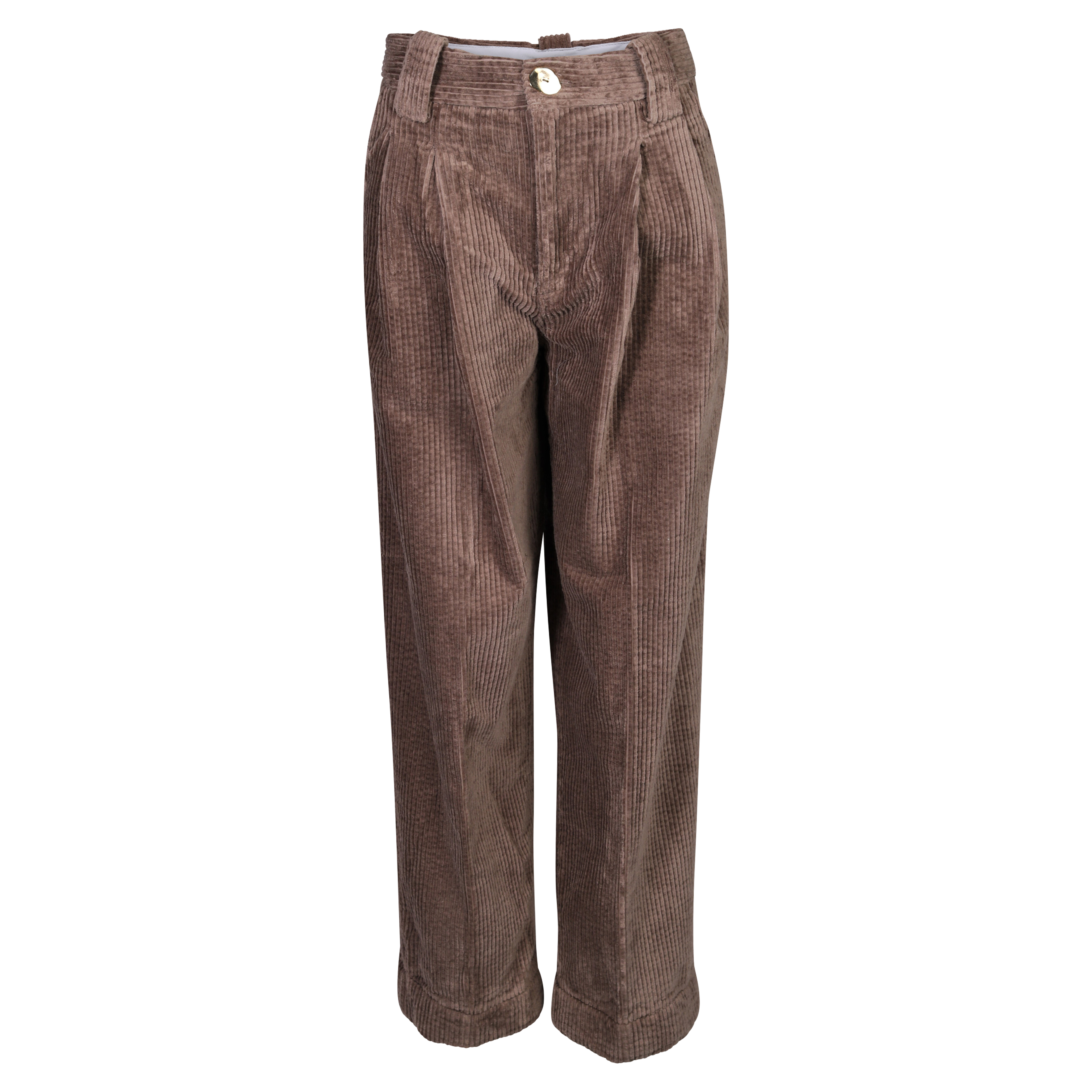 Ganni Loose Fit Mid Waist Pant in Beige Corduroy XS